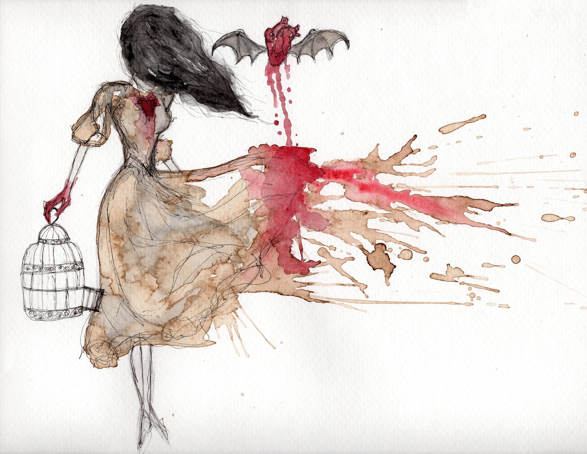 Watercolor Dark Art Print