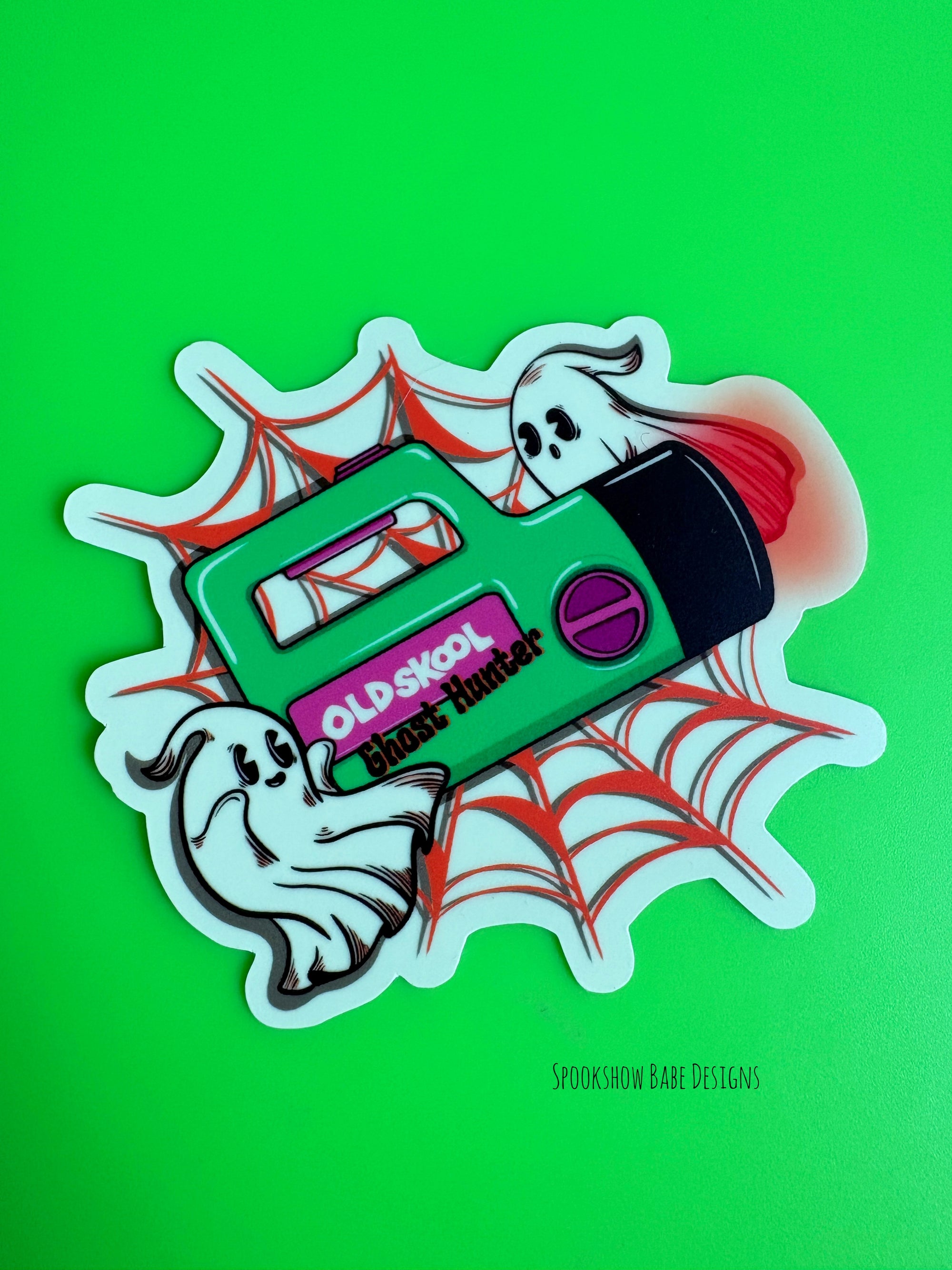Old Skool Ghost Hunter Glow In The Dark Sticker