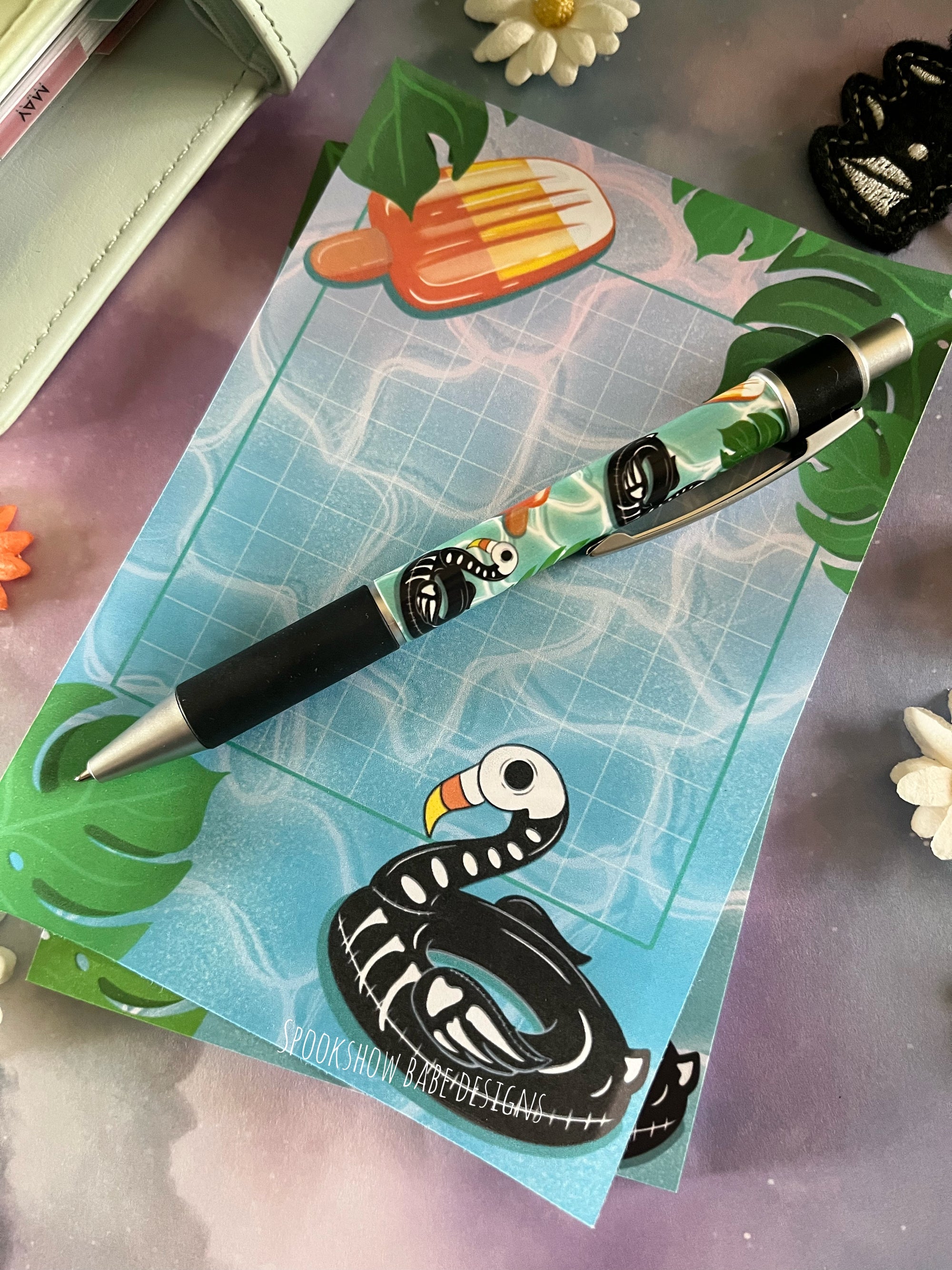 Spooky Pool 4x6 Sticky Notepad & Pen Set