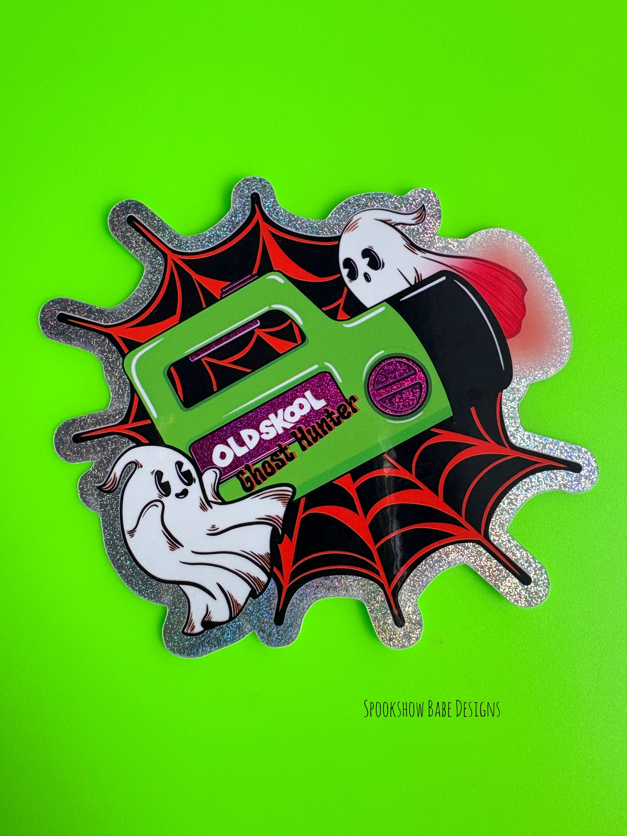 Old Skool Ghost Hunter Glitter Sticker
