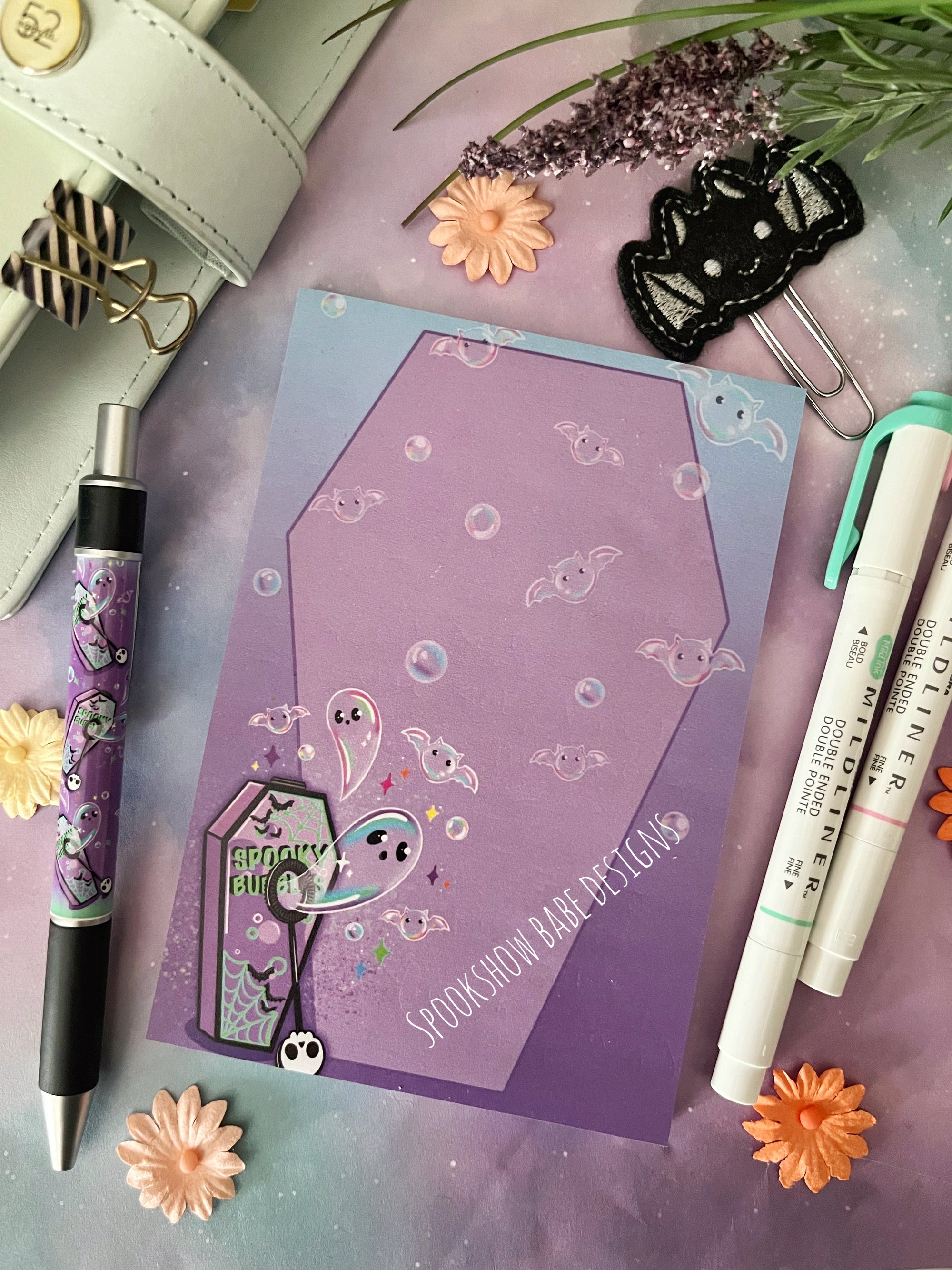 Spooky Bubbles 4x6 Sticky Notepad & Pen Set