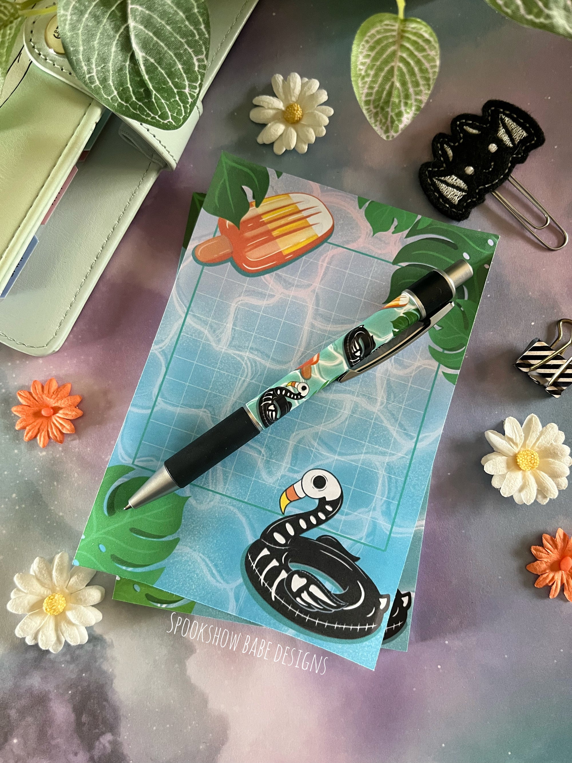 Spooky Pool 4x6 Sticky Notepad & Pen Set