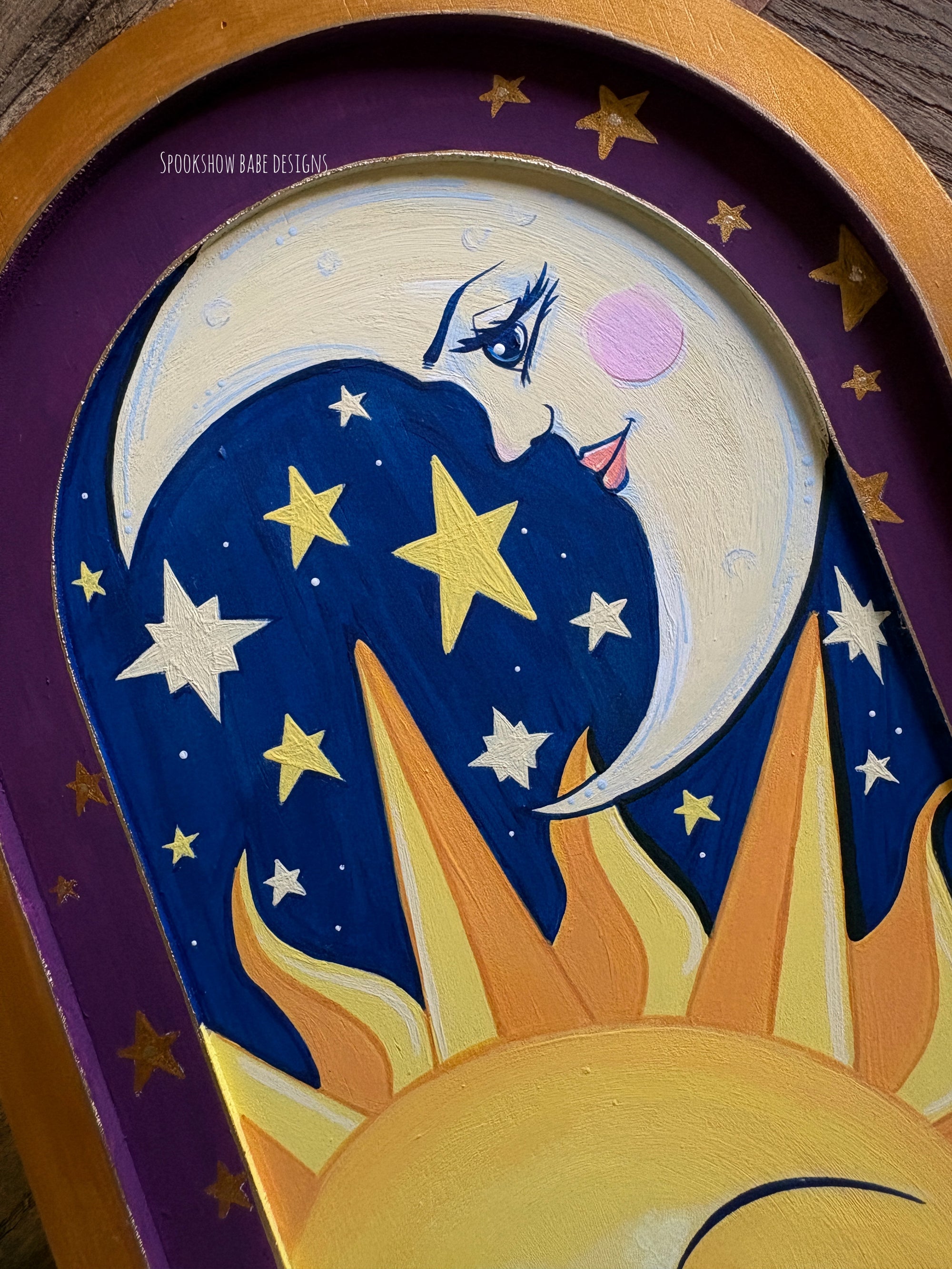 90's celestial sun and moon original artwork