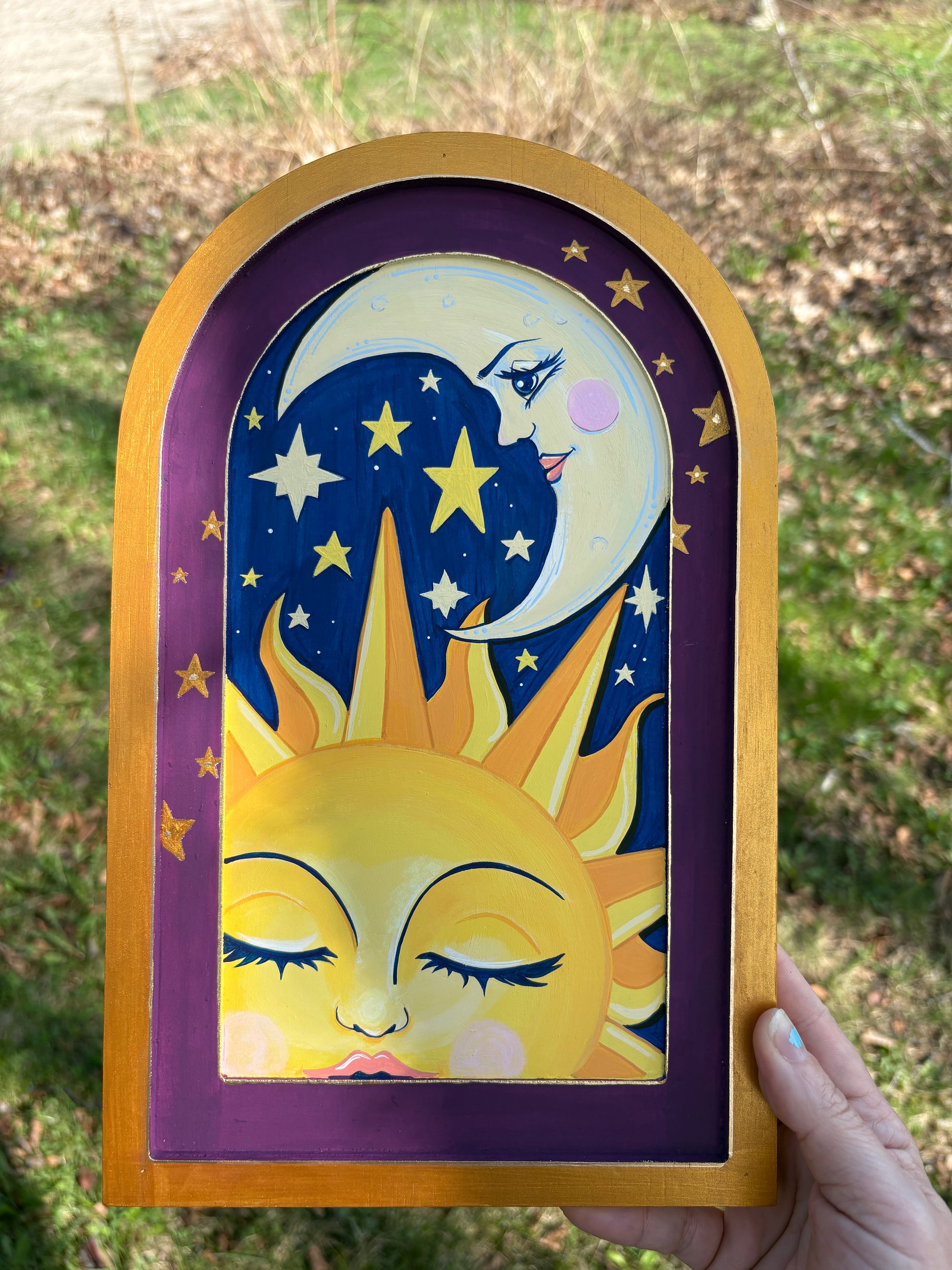 90's celestial sun and moon original artwork