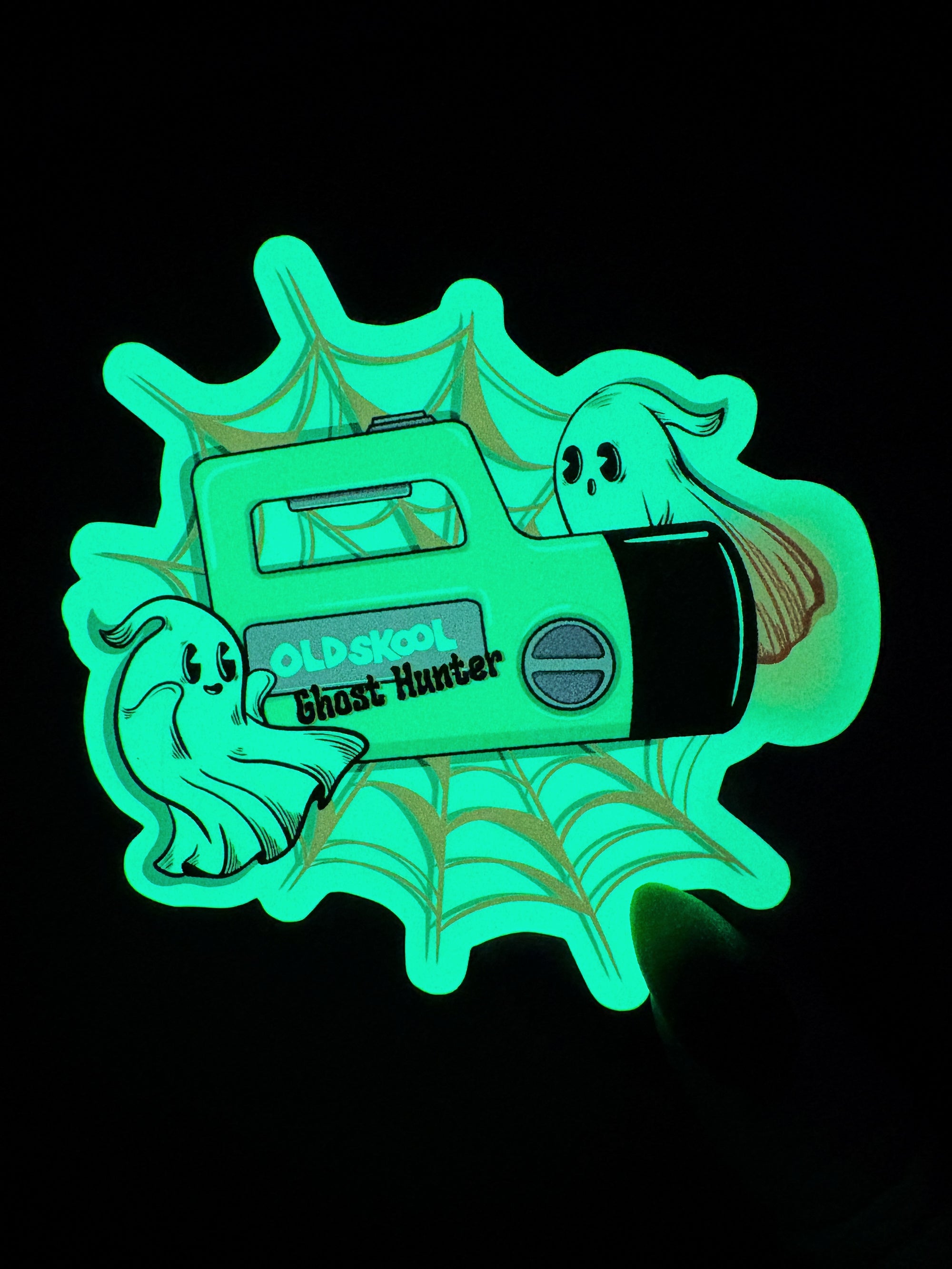 Old Skool Ghost Hunter Glow In The Dark Sticker