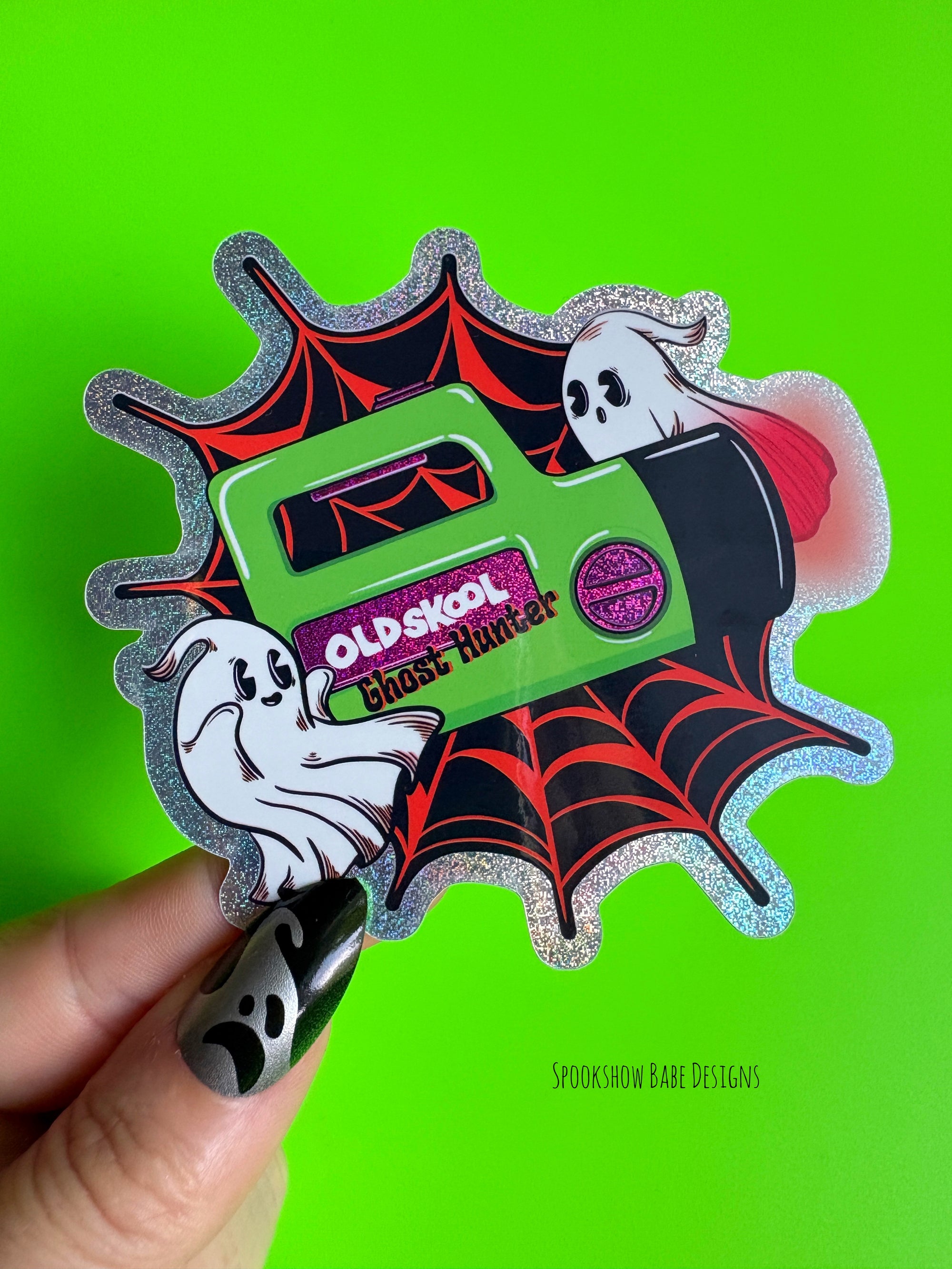 Old Skool Ghost Hunter Glitter Sticker