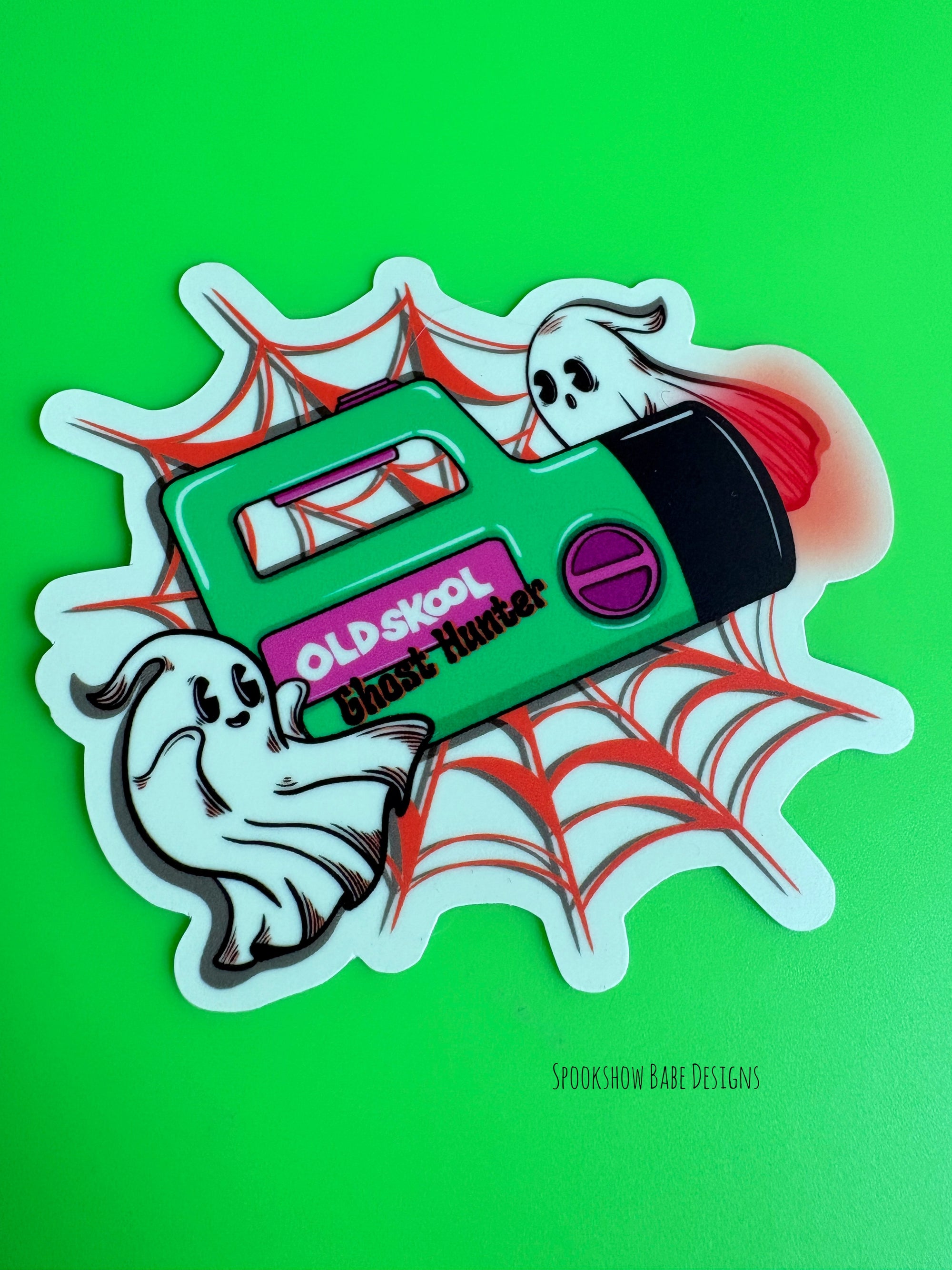 Old Skool Ghost Hunter Glow In The Dark Sticker