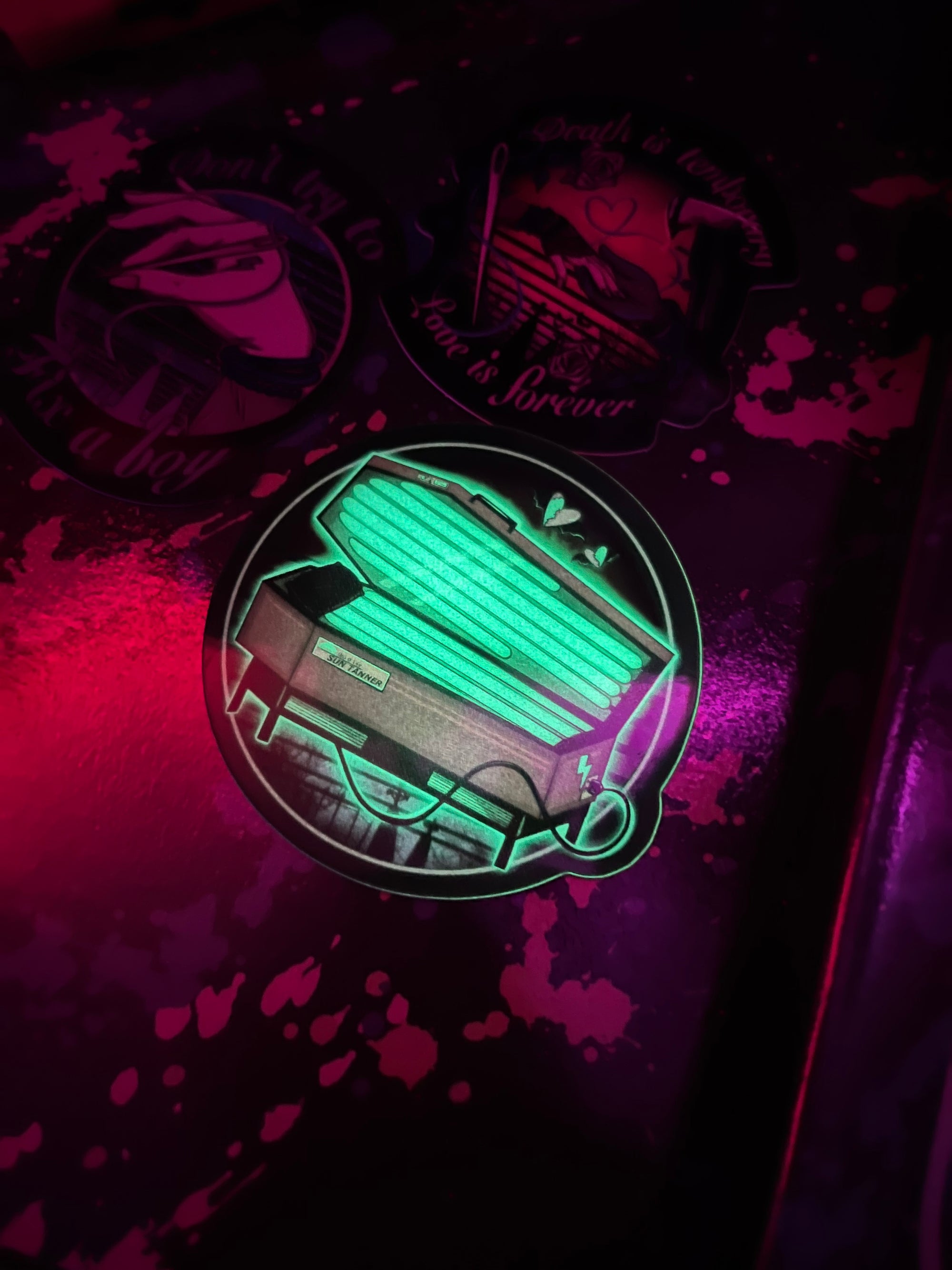 “Hiss of Life” Glow in the dark Coffin Tanner Sticker
