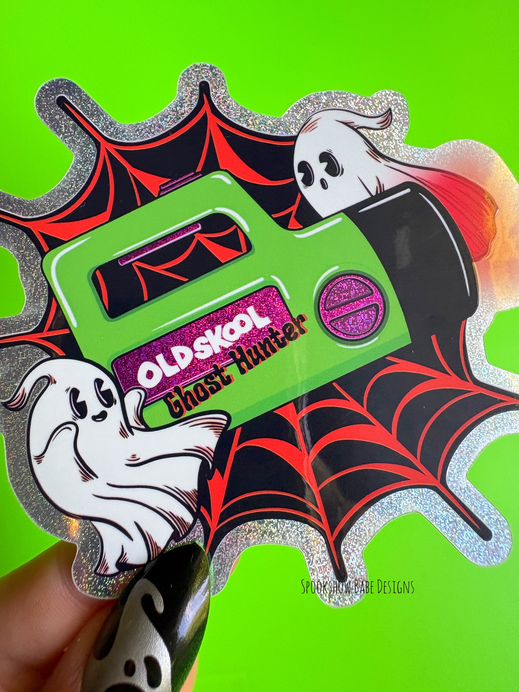 Old Skool Ghost Hunter Glitter Sticker
