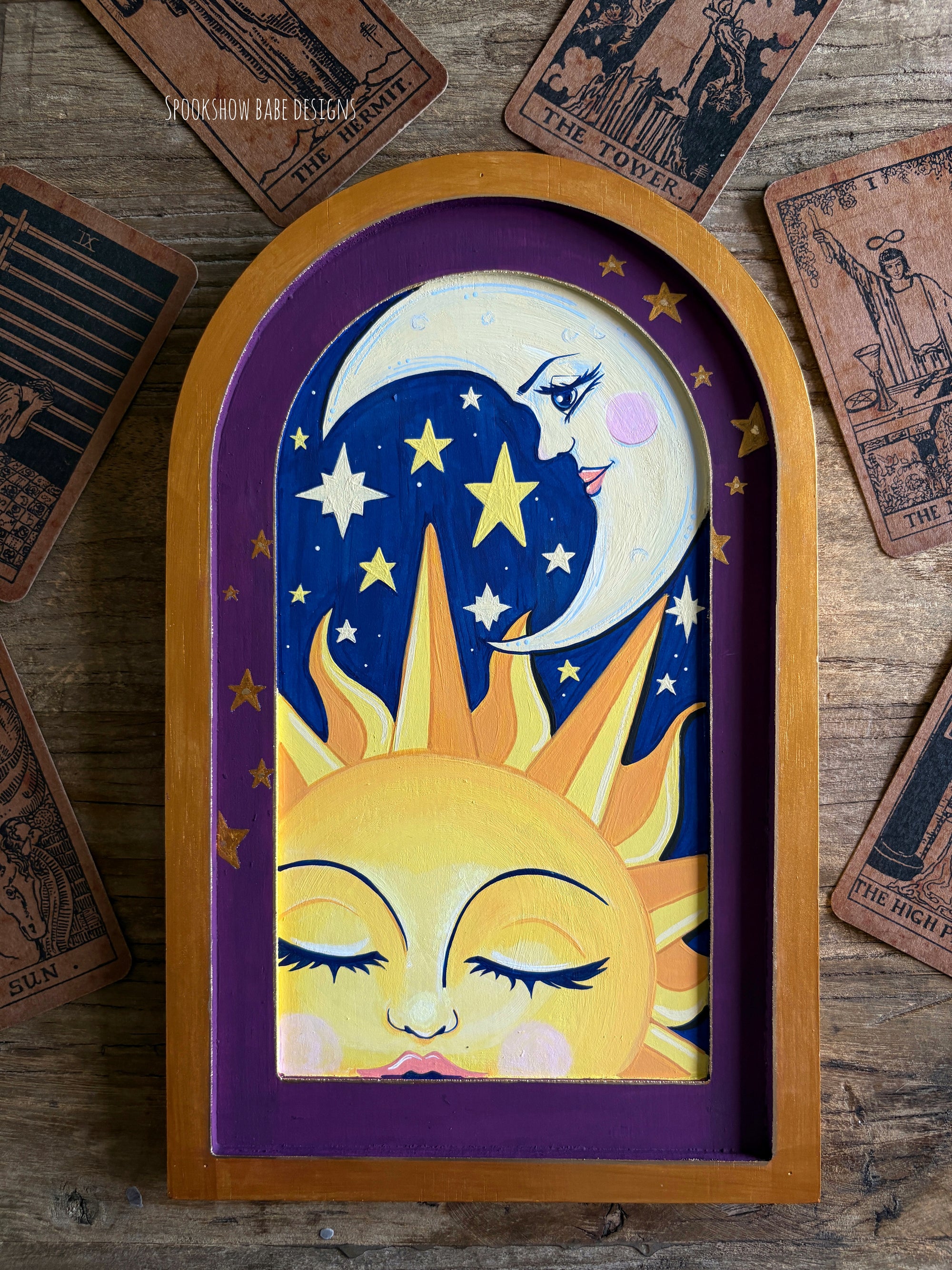 90's celestial sun and moon original artwork