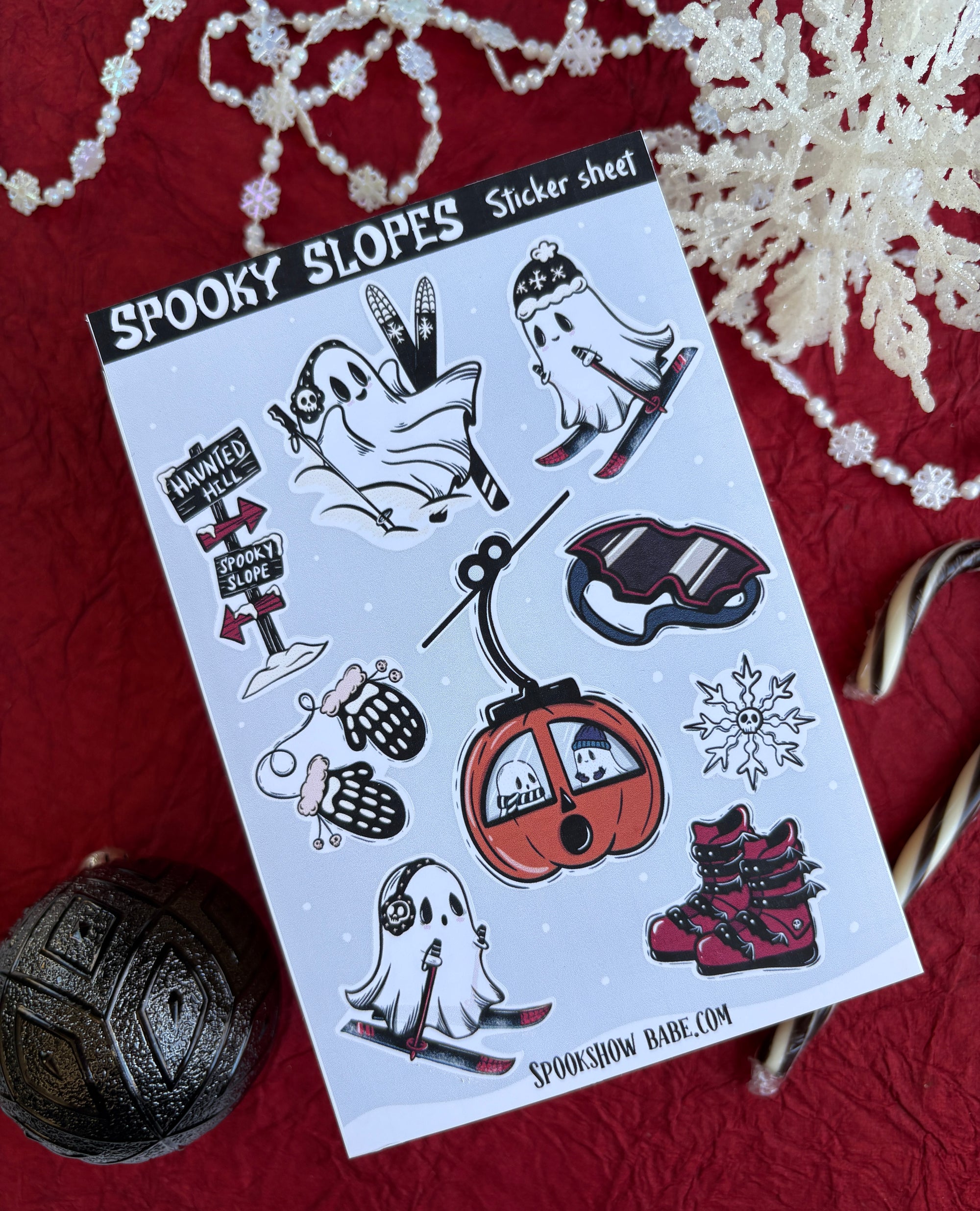 Spooky Slopes Ski Resort Sticker Sheet