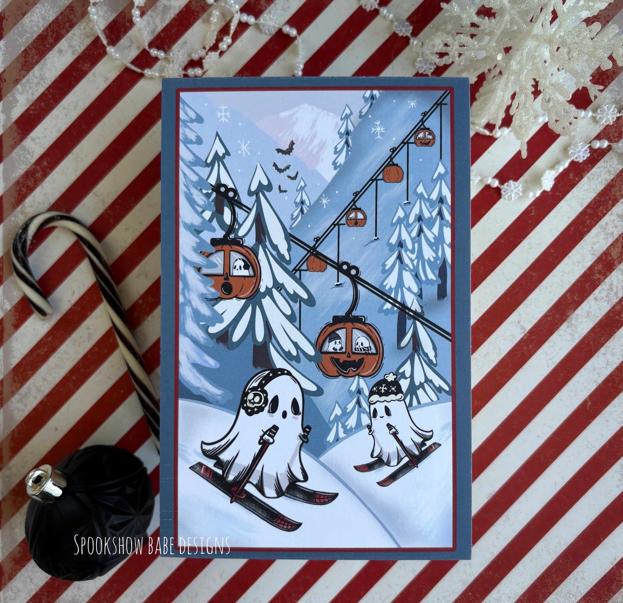 Spooky Slopes Ski Resort Single Postcard