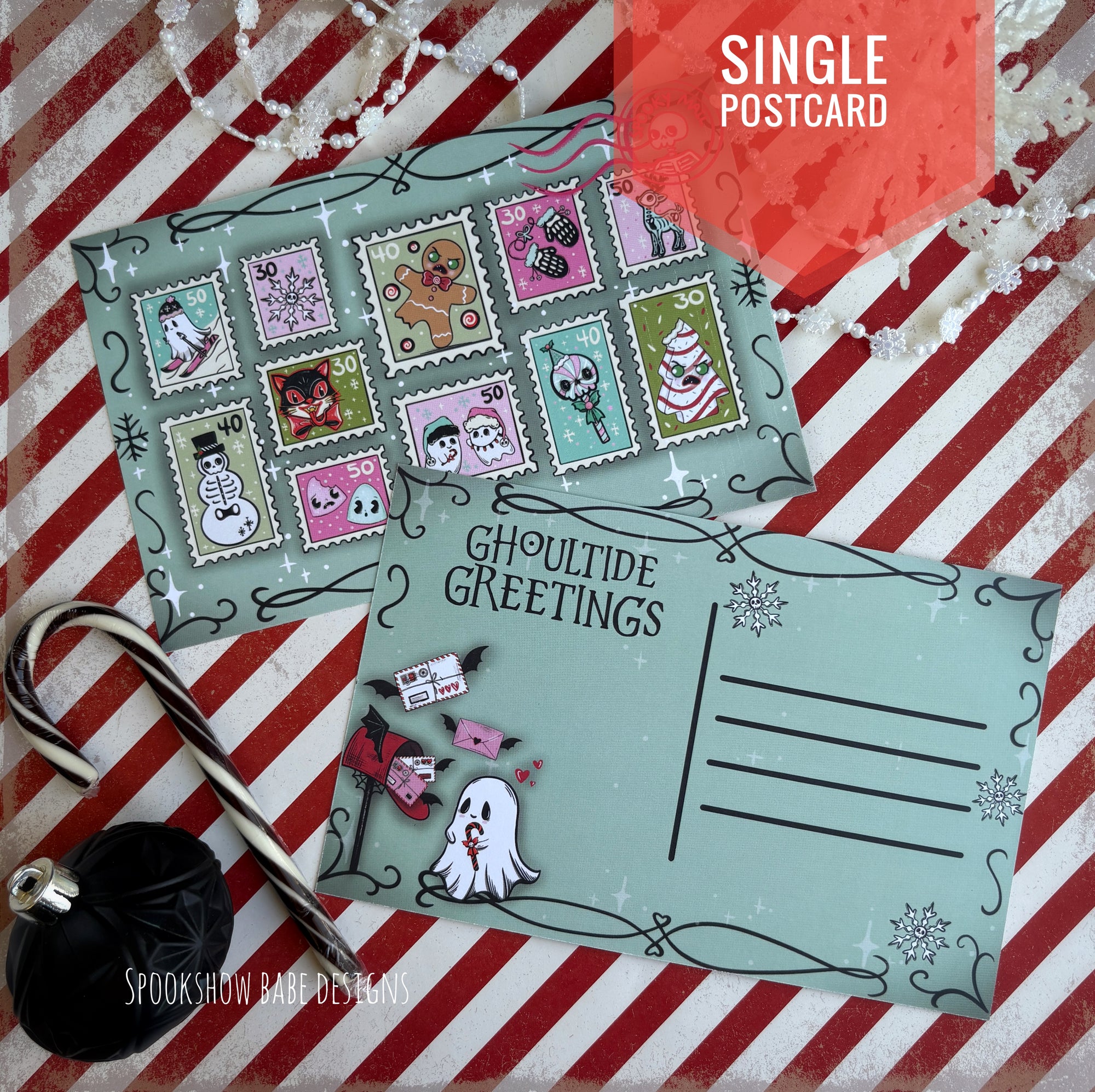 Creepmas Stamps Single Postcard