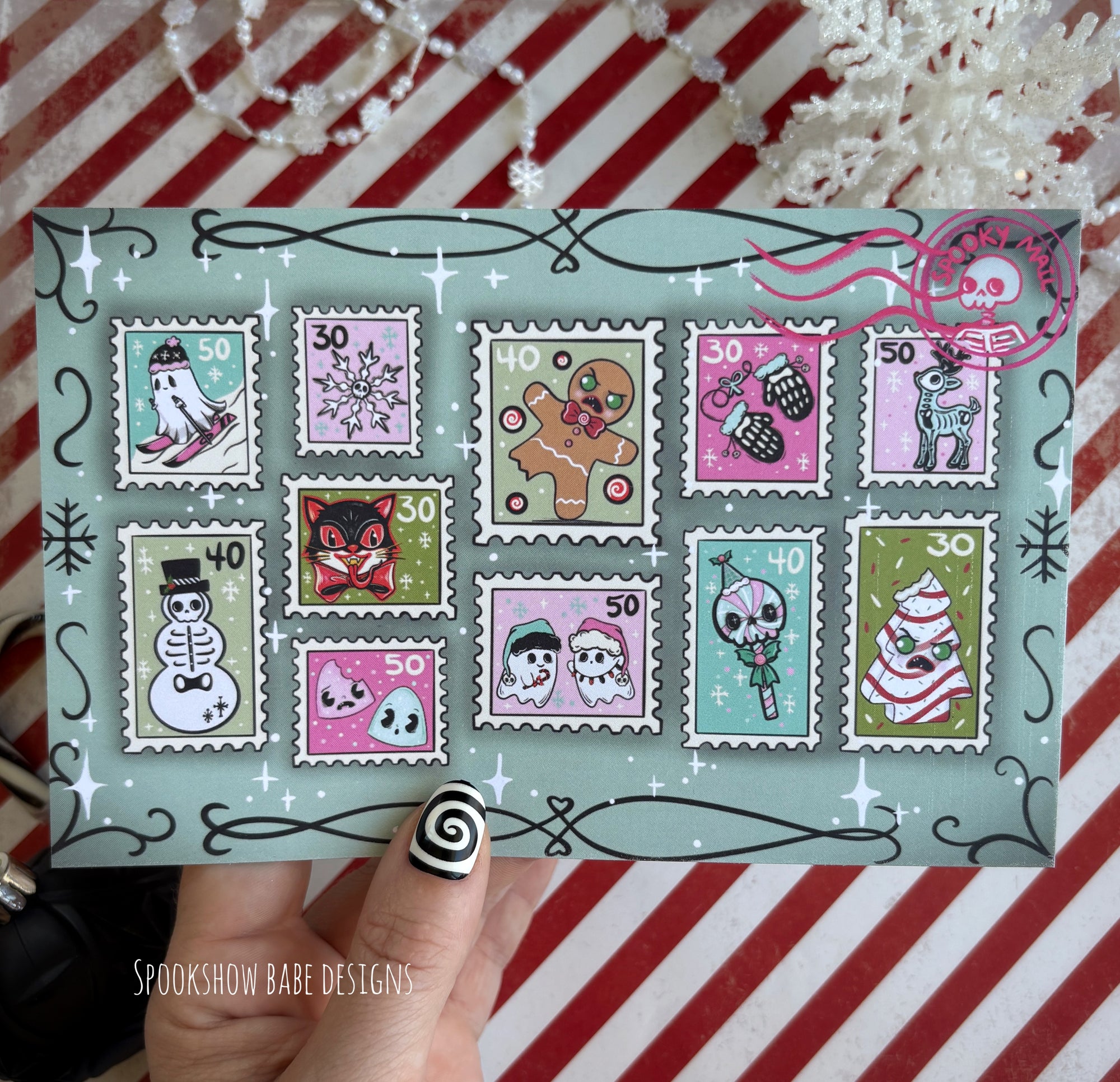 Creepmas Stamps Single Postcard