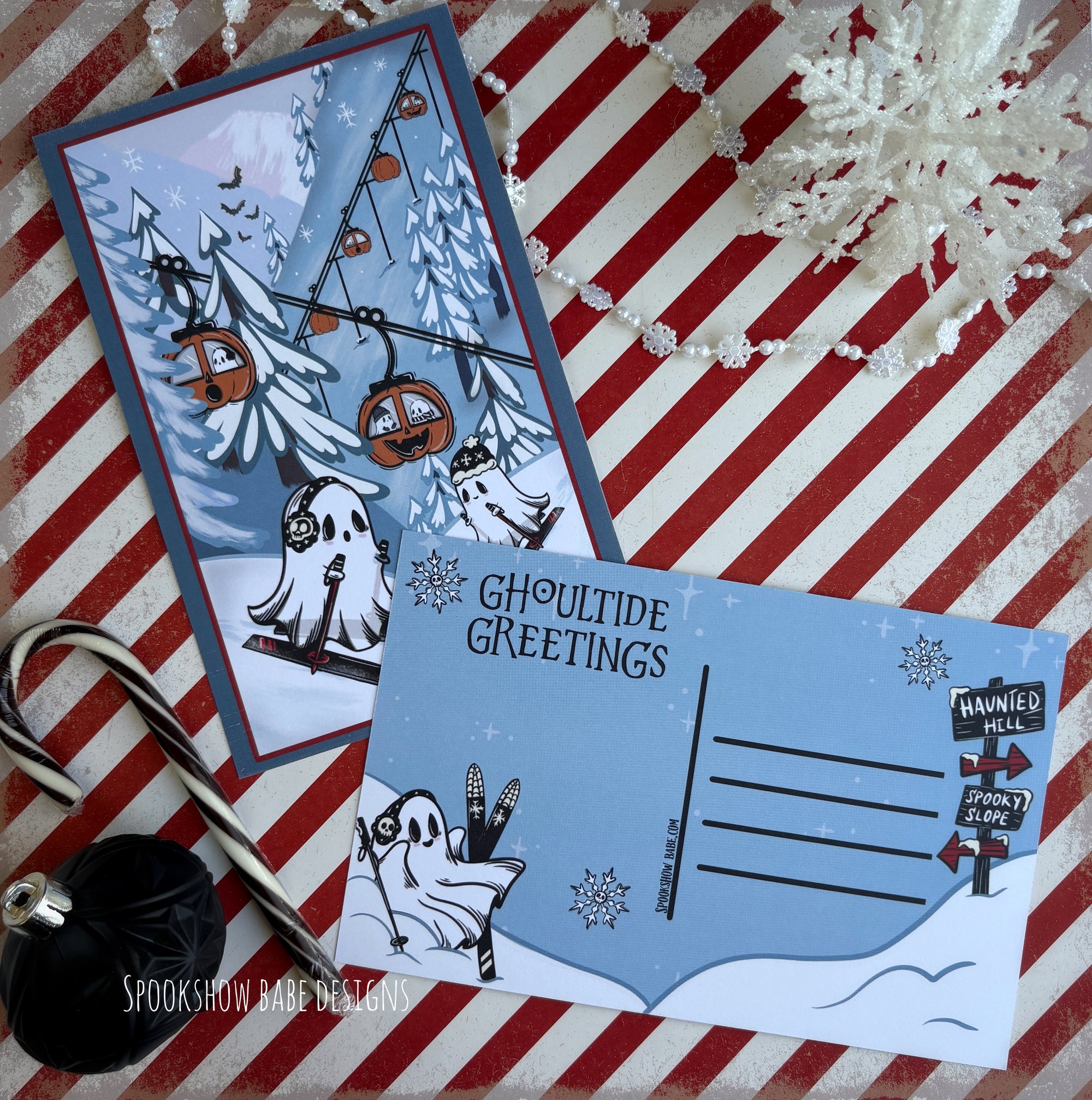 Spooky Slopes Ski Resort Single Postcard