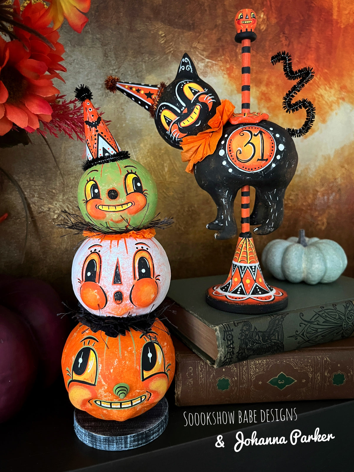 Johanna Parker Stacked Grinning Jack 'o Lanterns (Made to order)