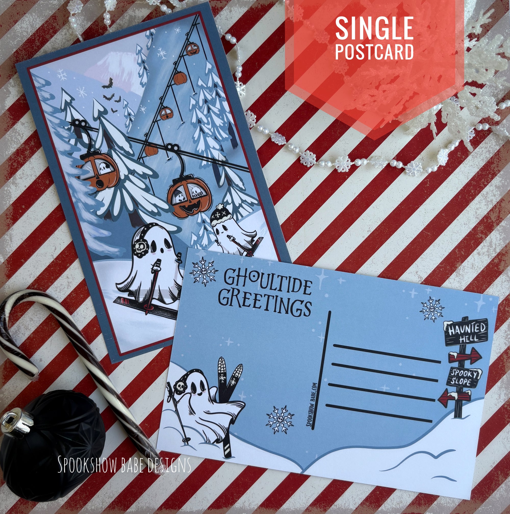 Spooky Slopes Ski Resort Single Postcard