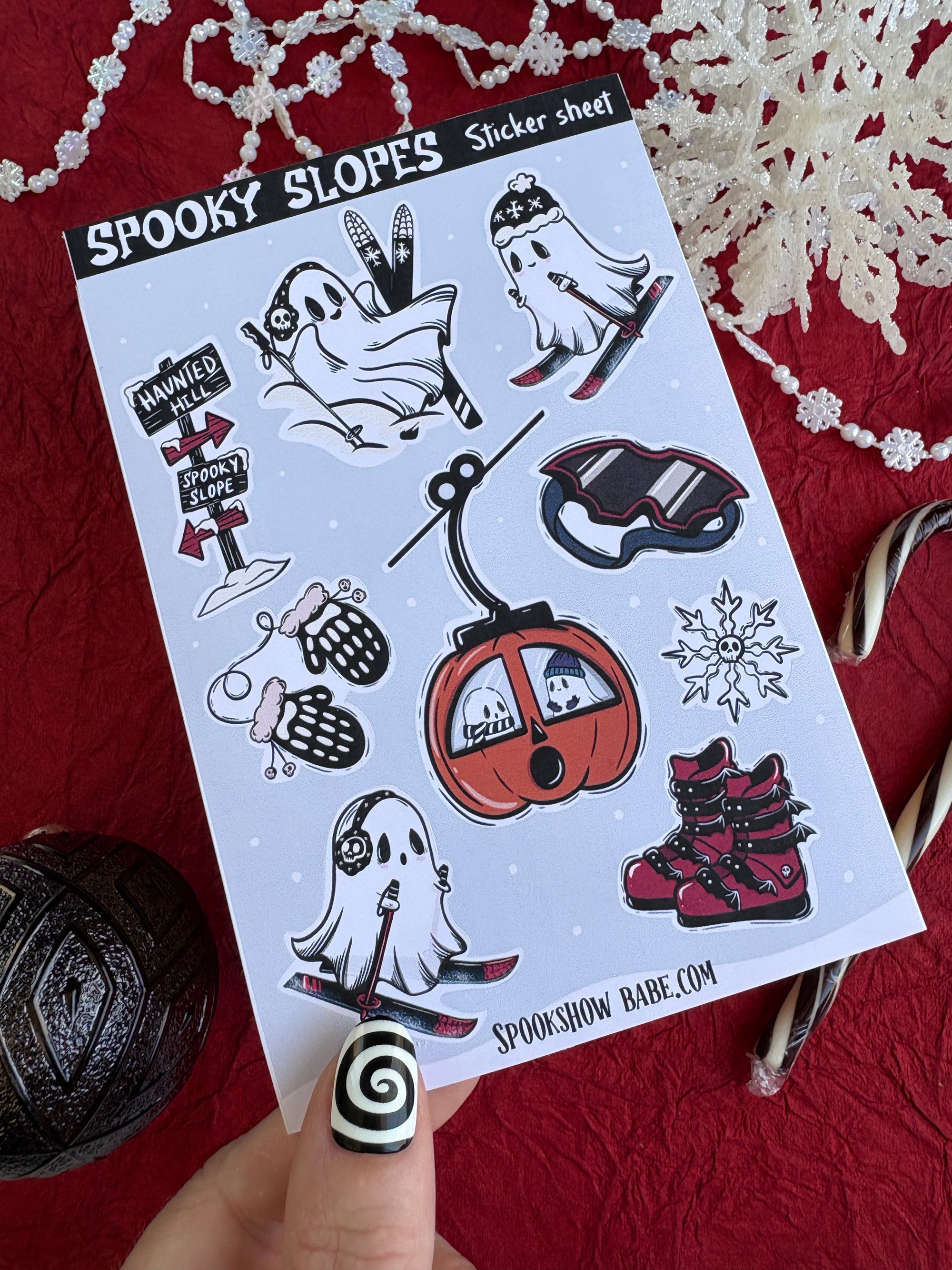 Spooky Slopes Ski Resort Sticker Sheet