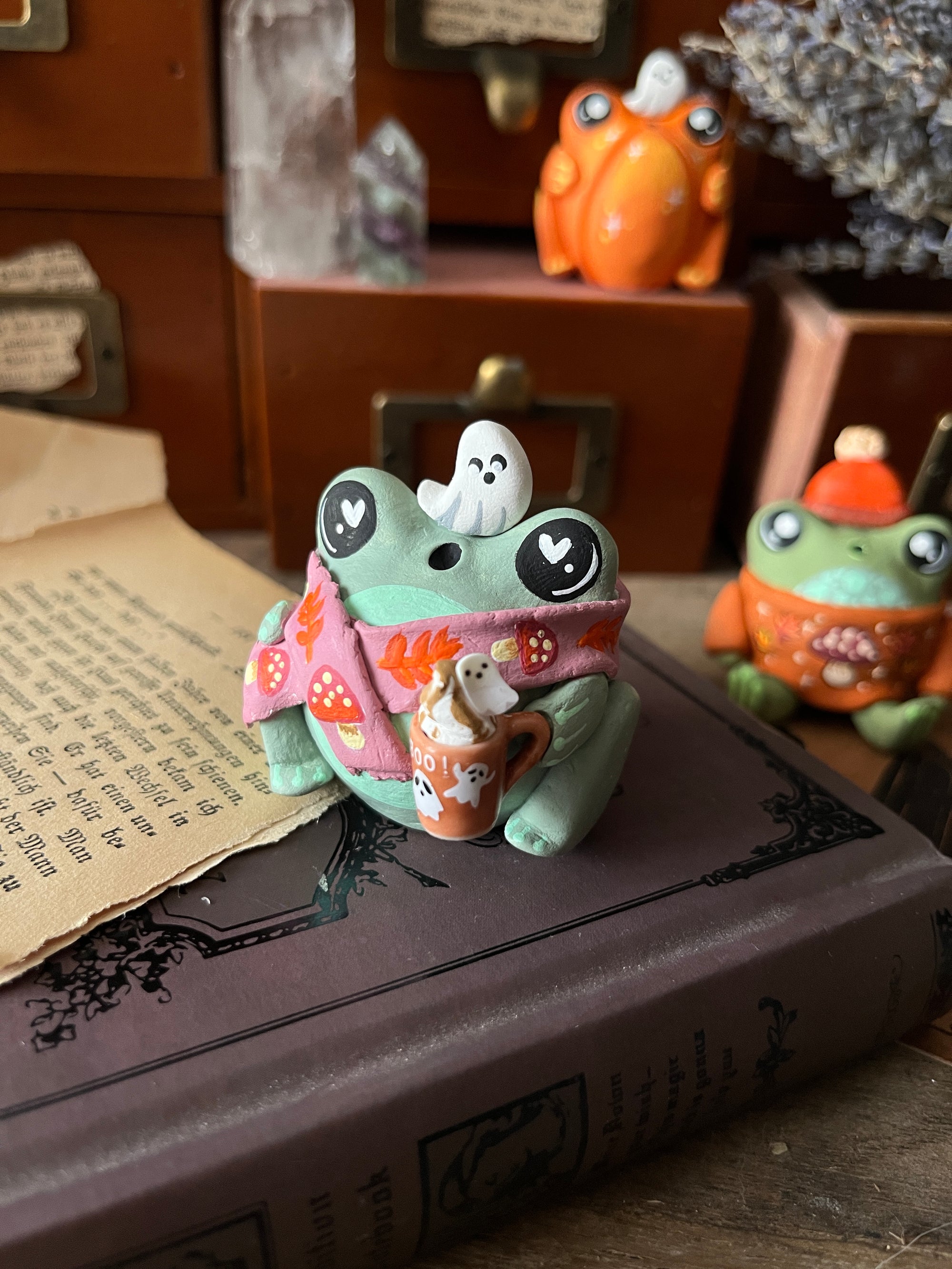 Pumpkin Spice Frog in Scarf