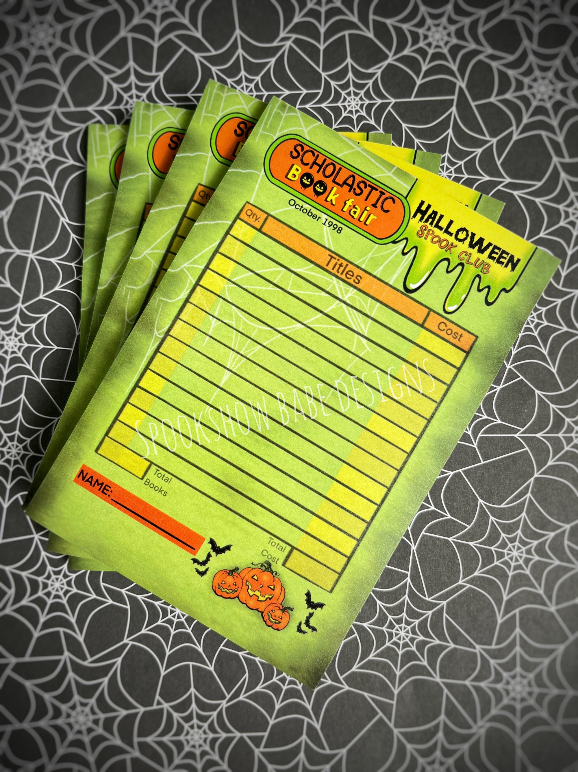 90's Halloween Scholastic Post-It Notepad & Pen Set