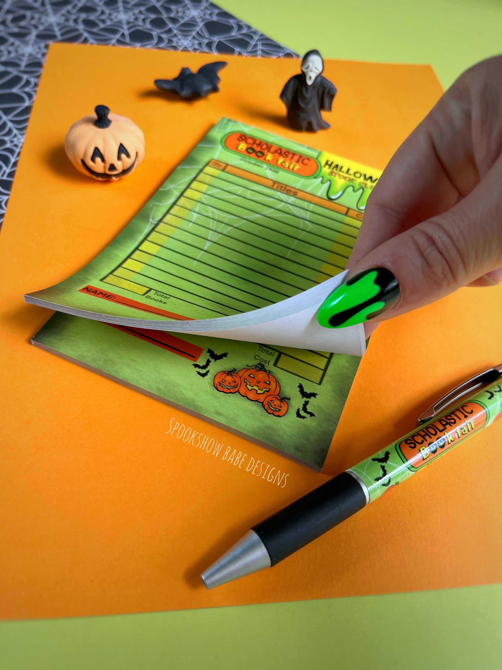 90's Halloween Scholastic Post-It Notepad & Pen Set