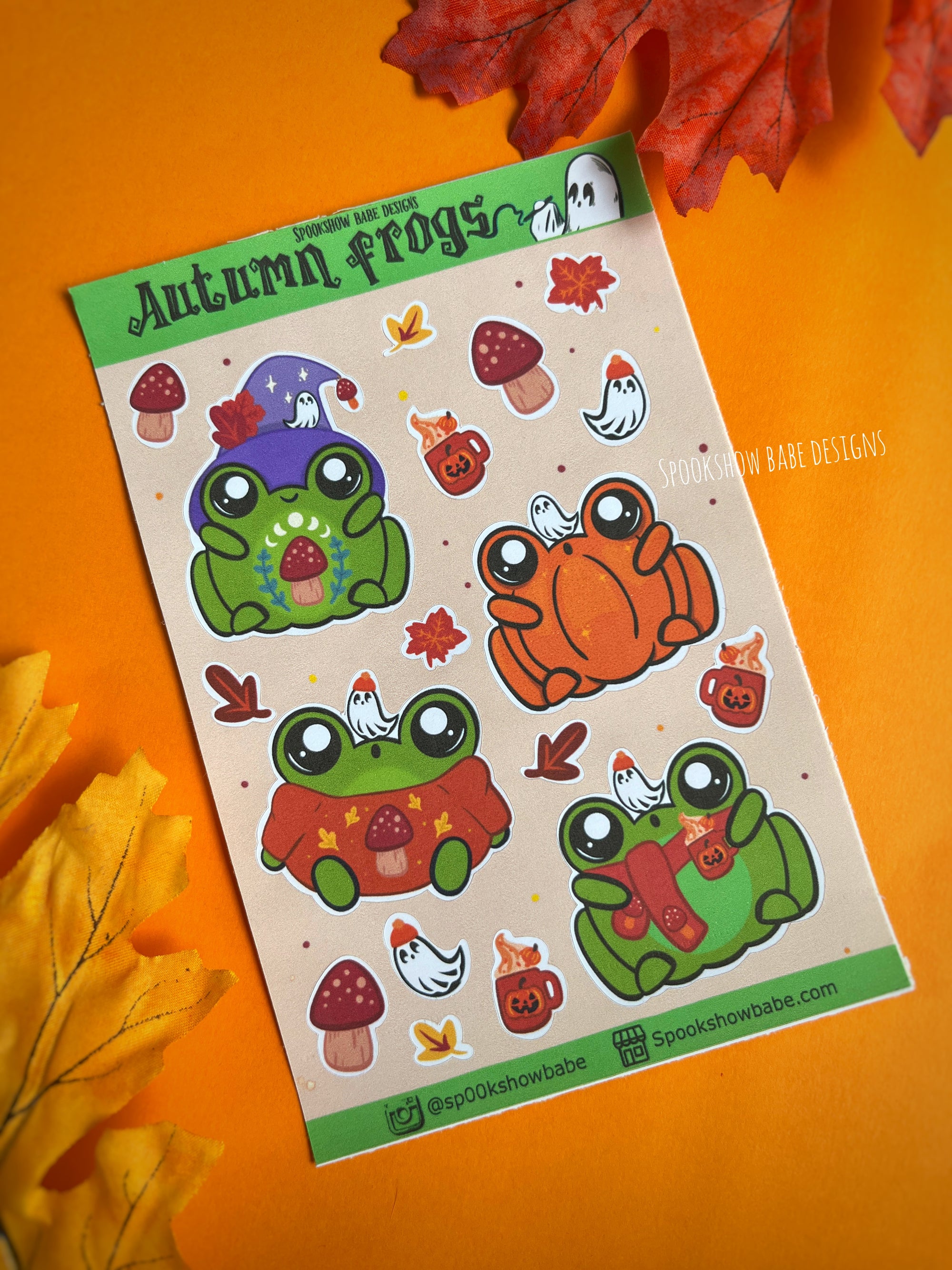 Autumn Frogs and Ghostie Sticker Sheet