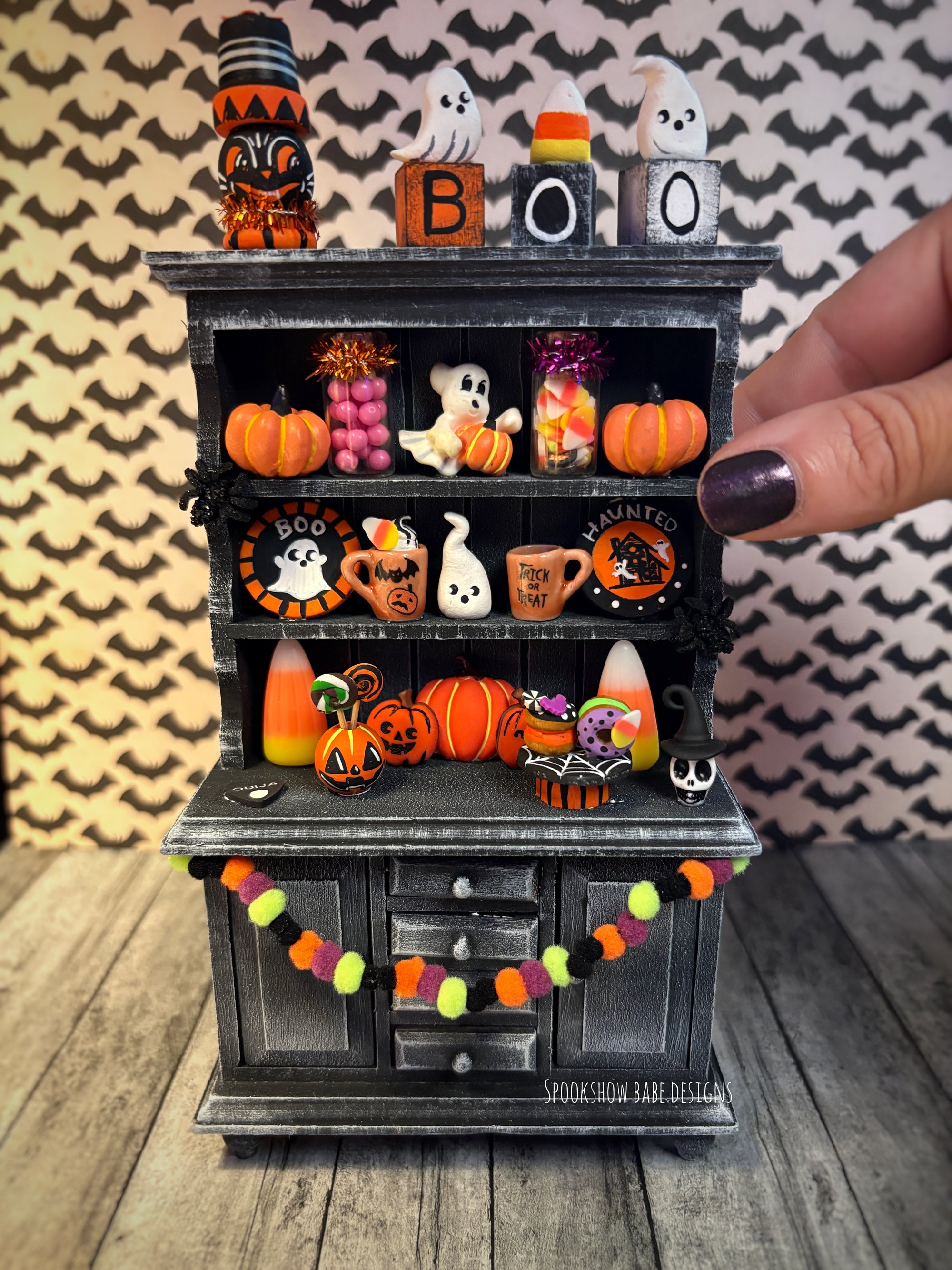 Handmade Miniature Halloween Hutch