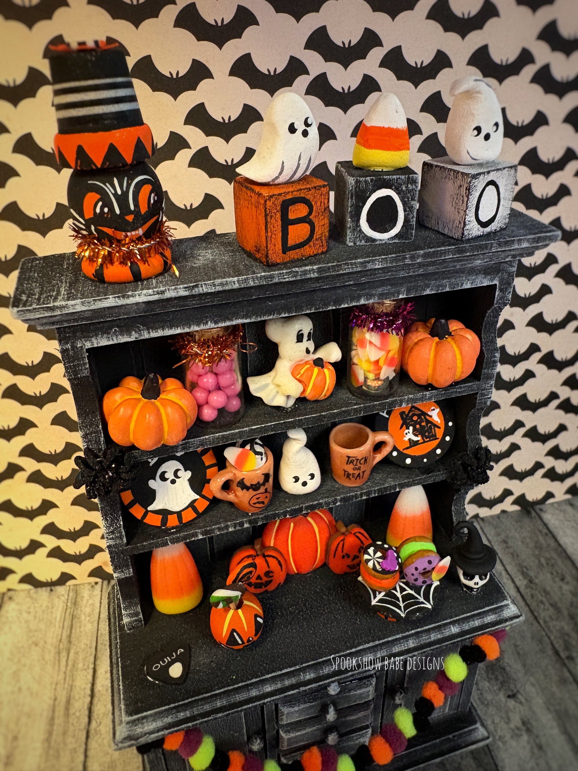 Handmade Miniature Halloween Hutch