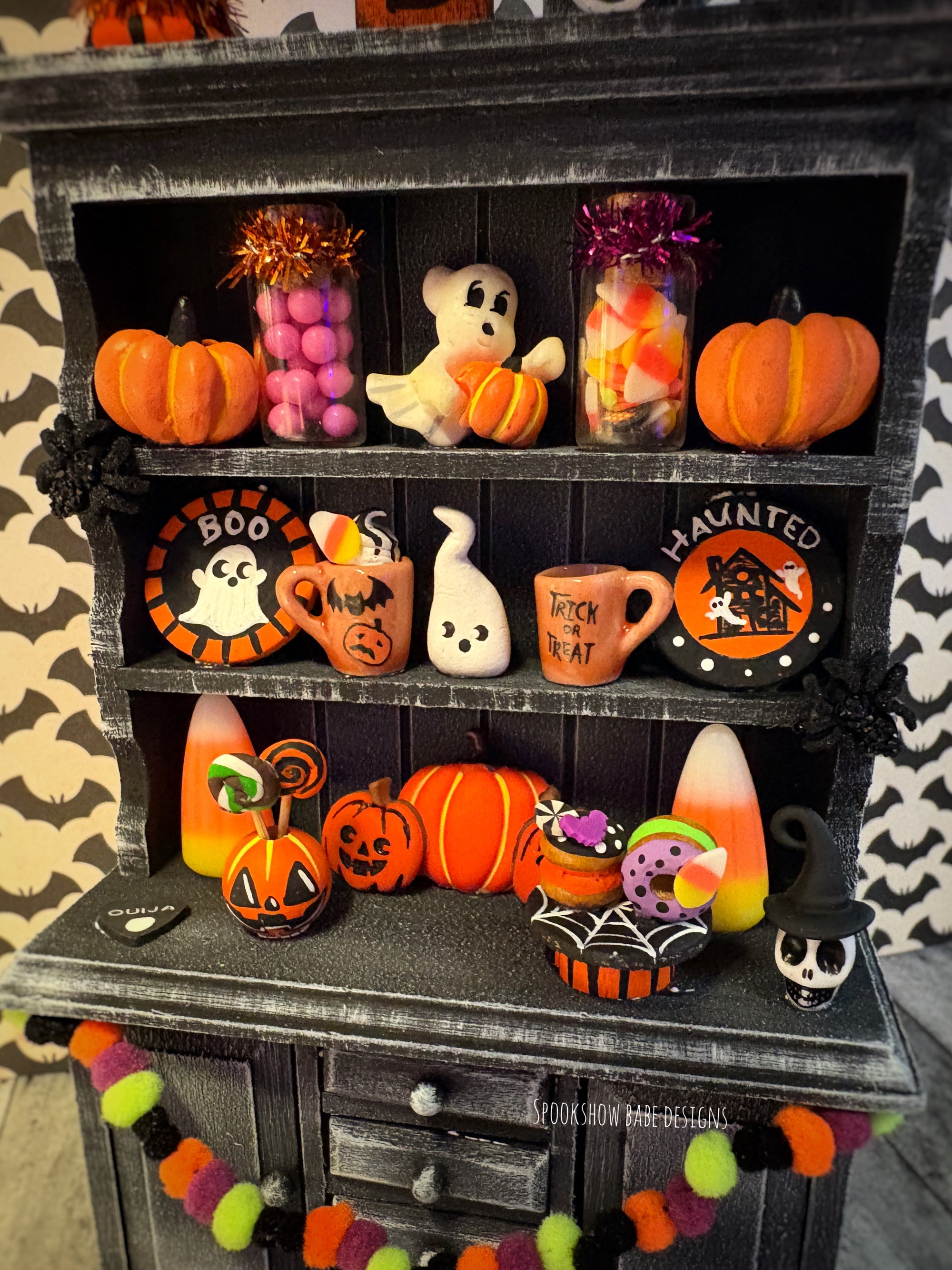 Handmade Miniature Halloween Hutch
