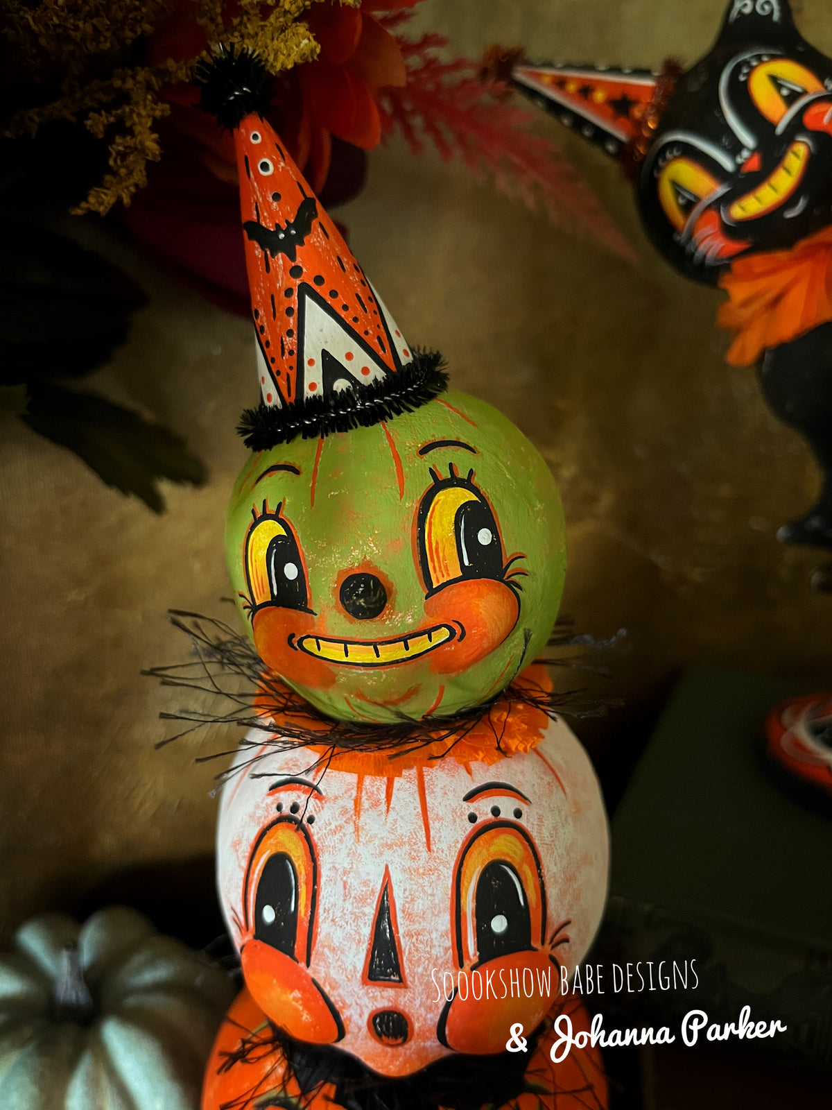 Johanna Parker Stacked Grinning Jack 'o Lanterns (Made to order)