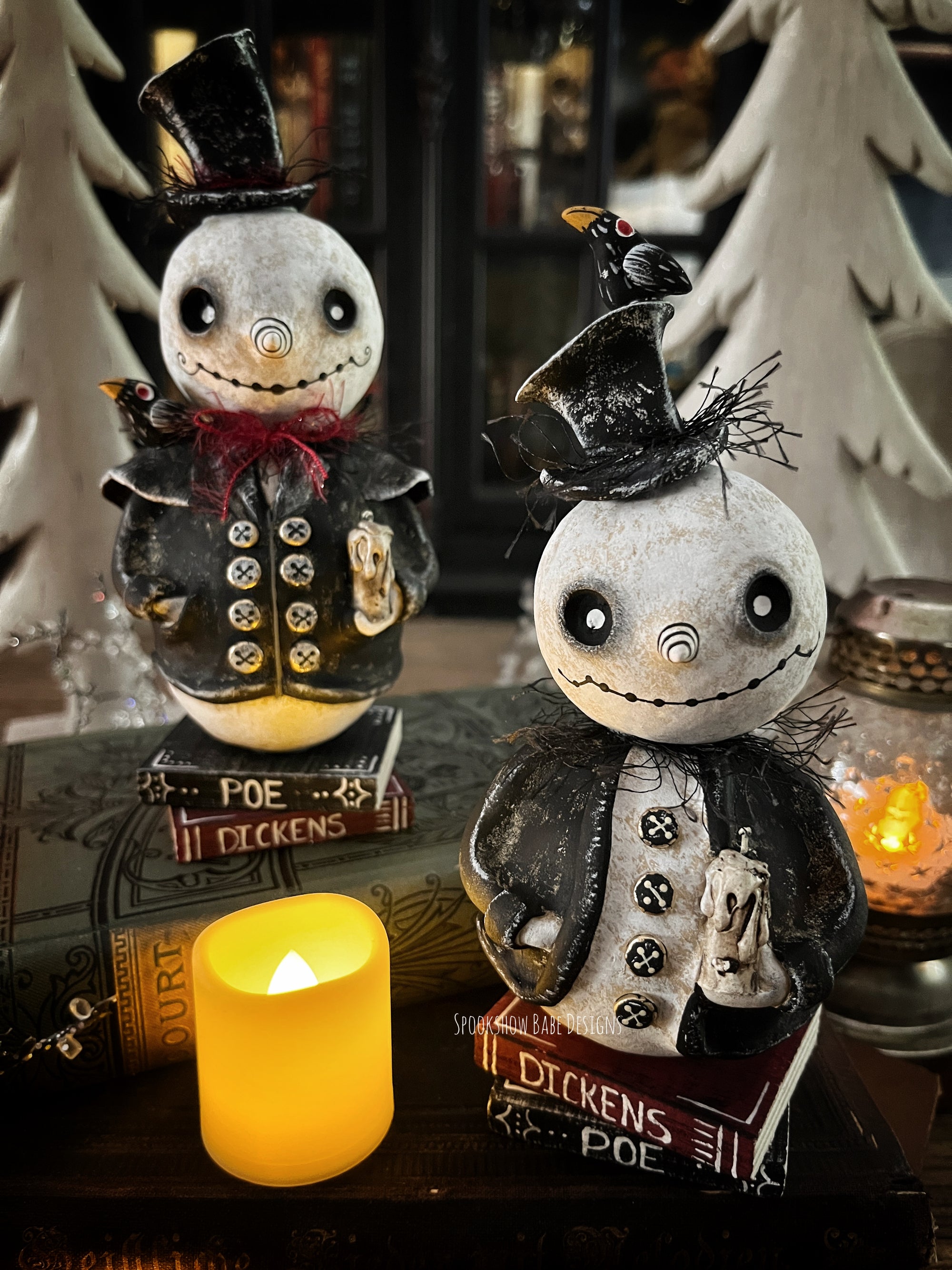 Victorian Snowman with Raven- A Dickens Christmas