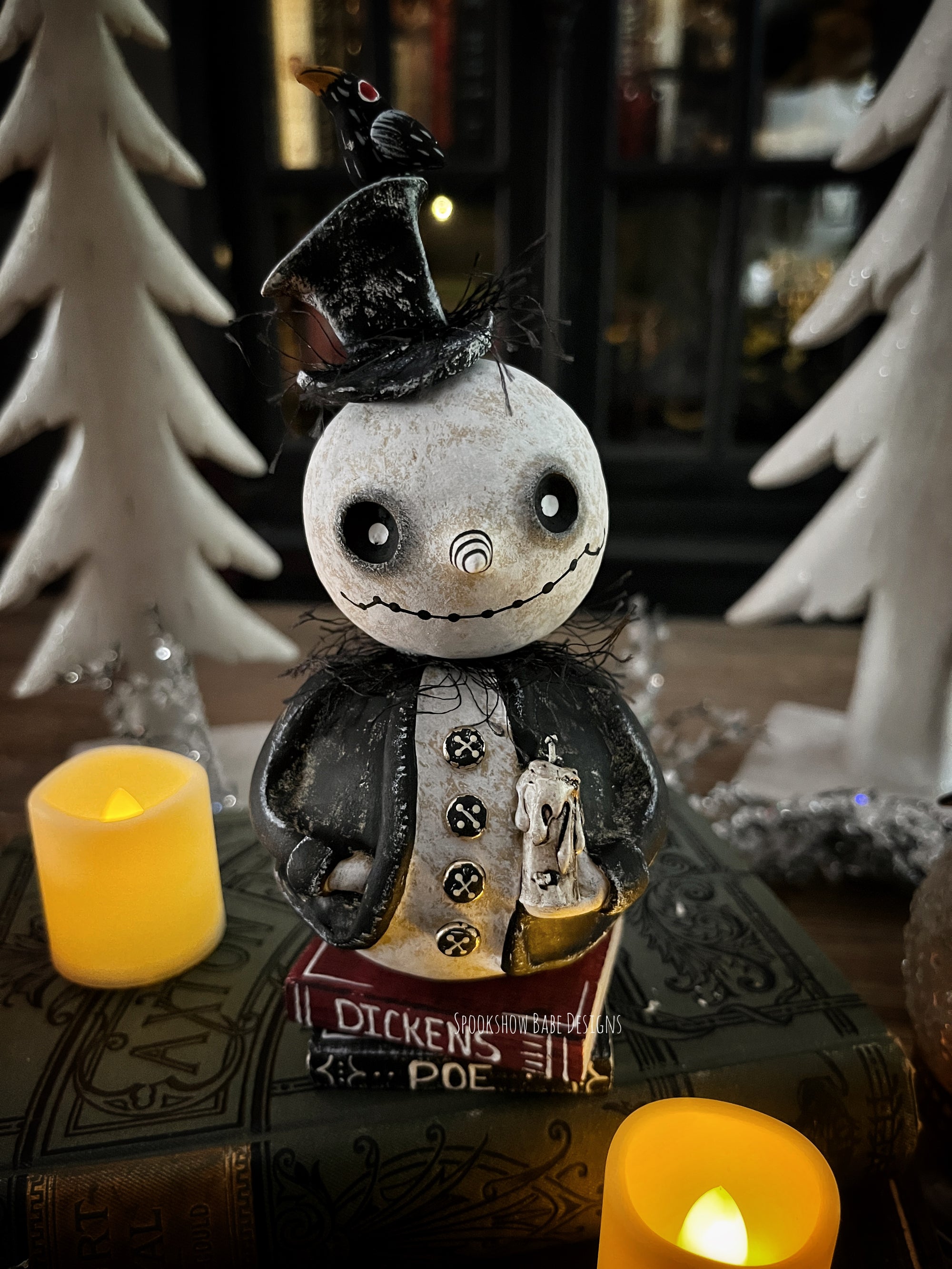 Victorian Snowman with Raven- A Dickens Christmas