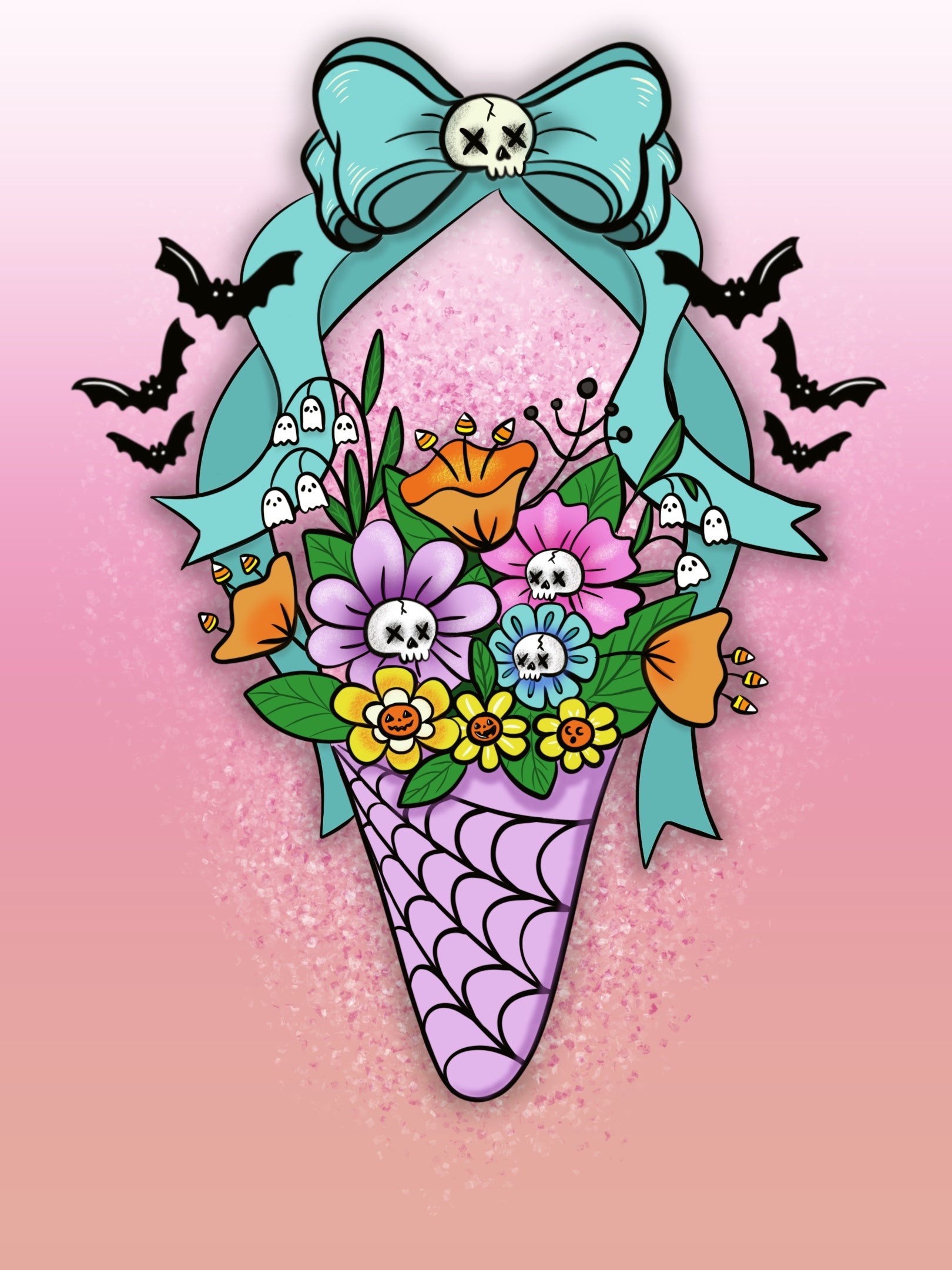 Spooky May Day Floral Basket Coloring Sheet