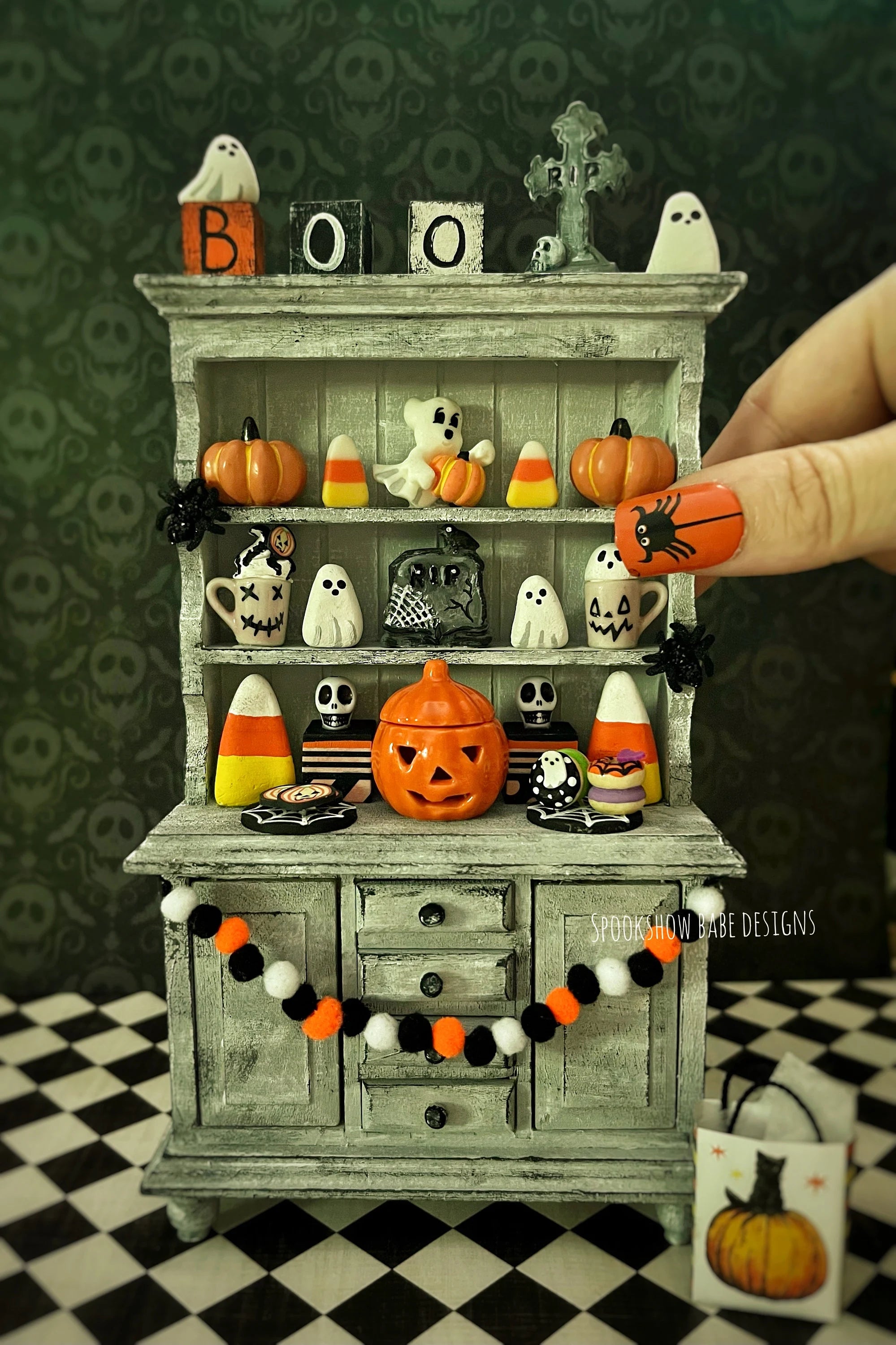 Handmade Miniature Halloween Hutch