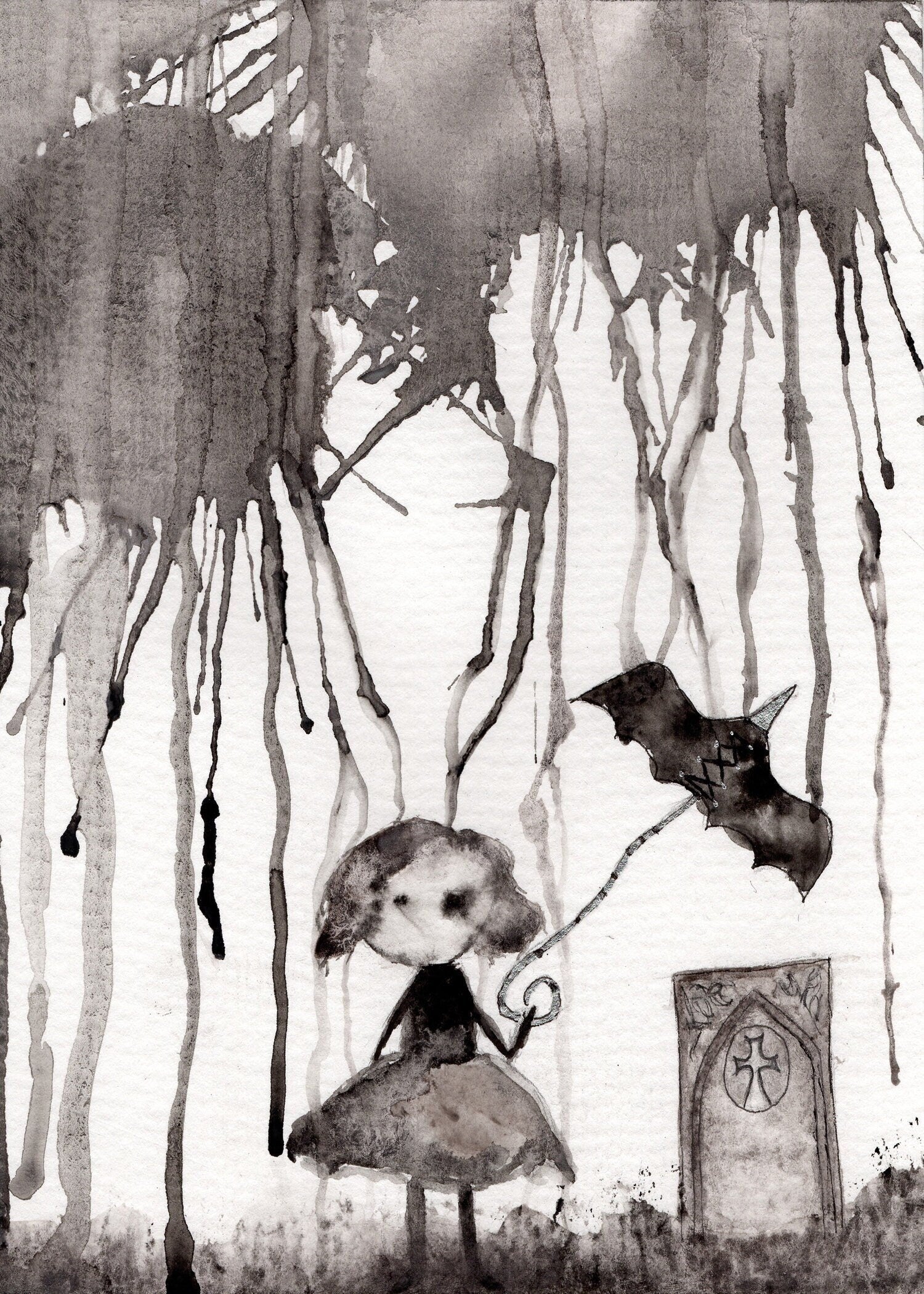 Gothic Watercolor Painting Print