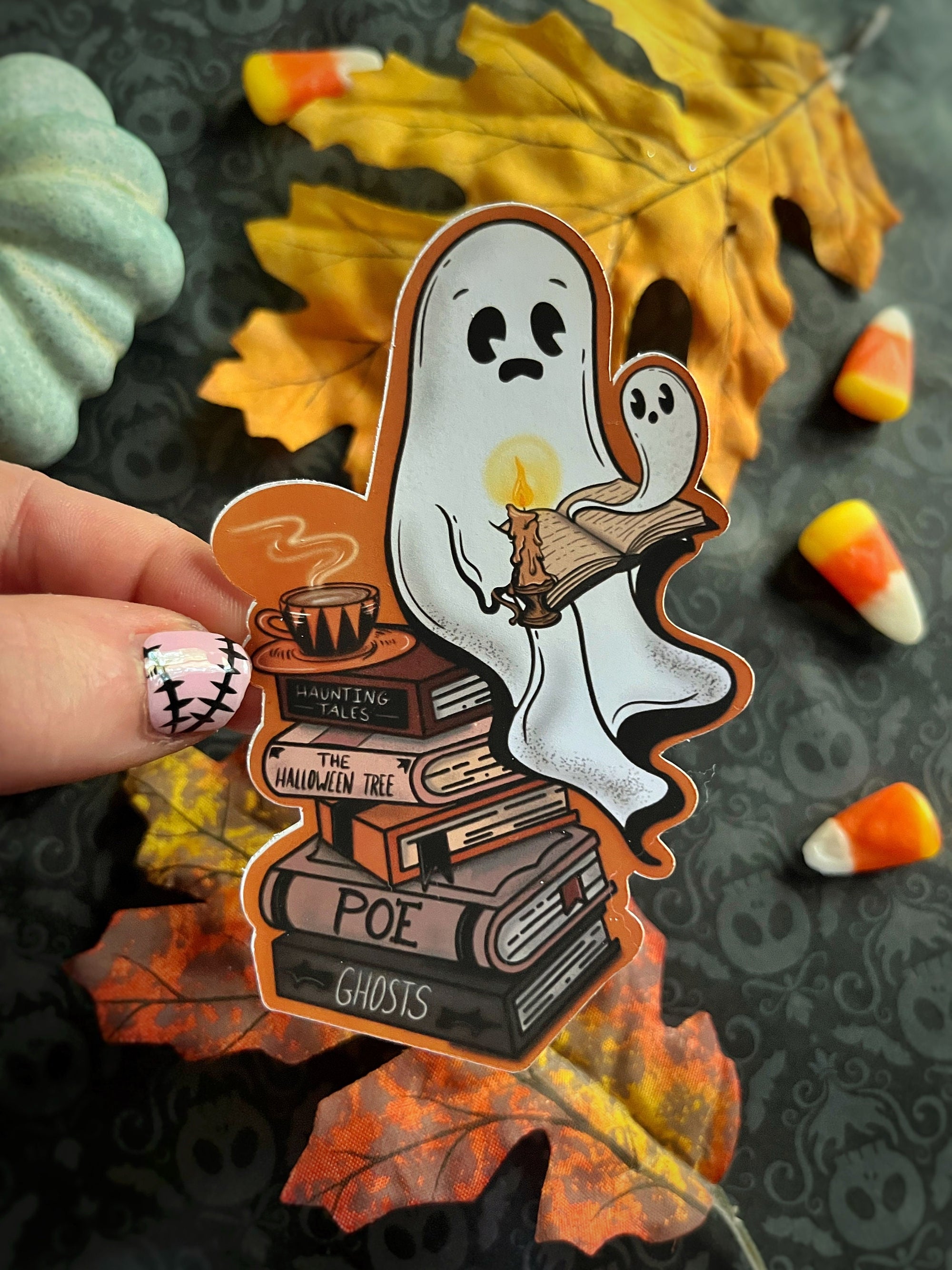 Bookish Halloween Ghost Sticker