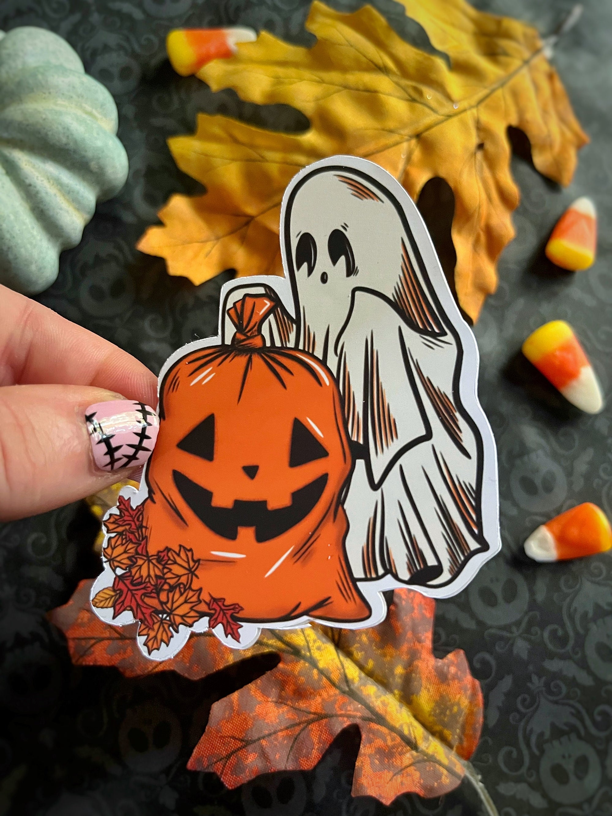 Autumn Leaves Ghost Sticker