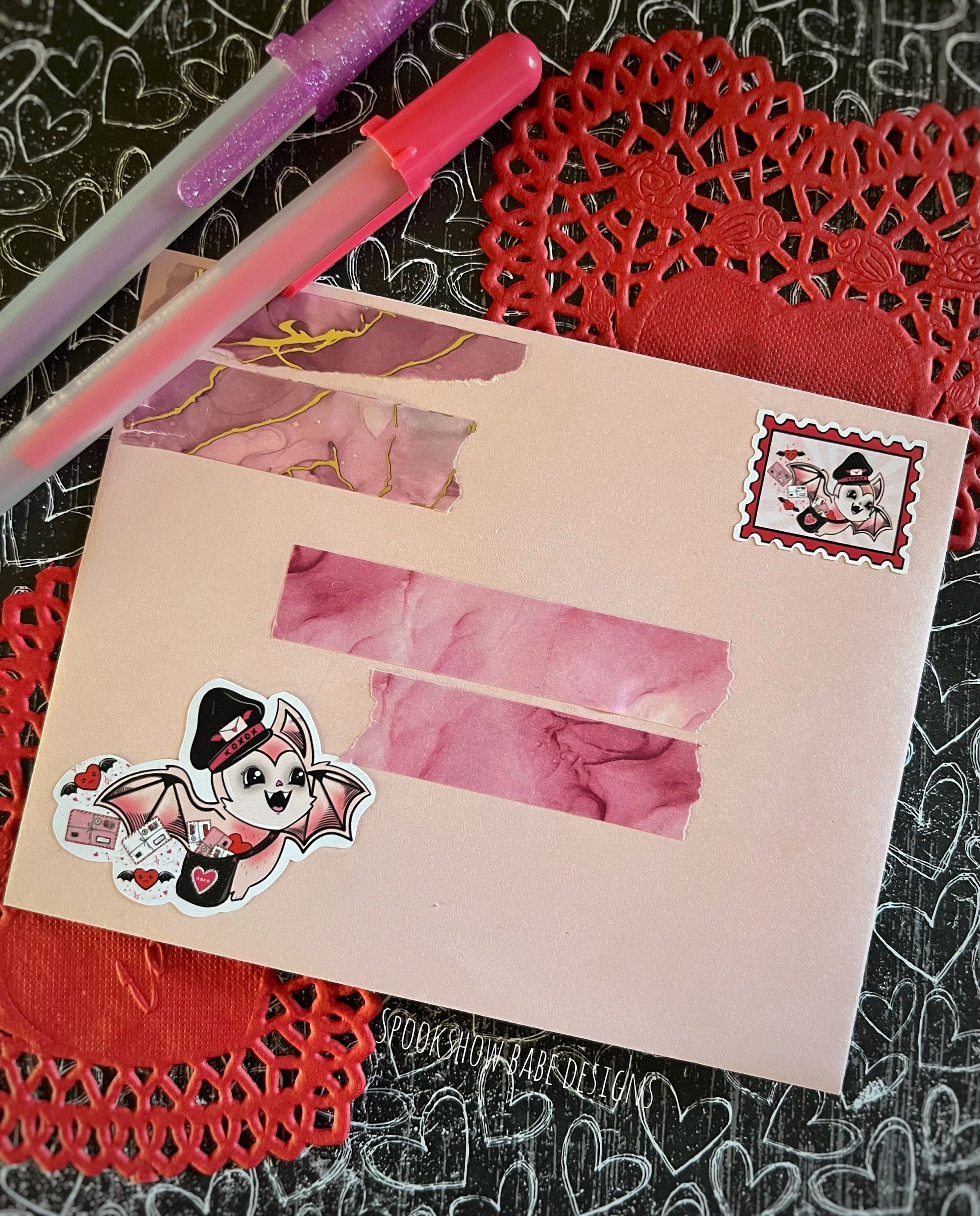 Valloween Bat Postman Stamp Sticker Sheet