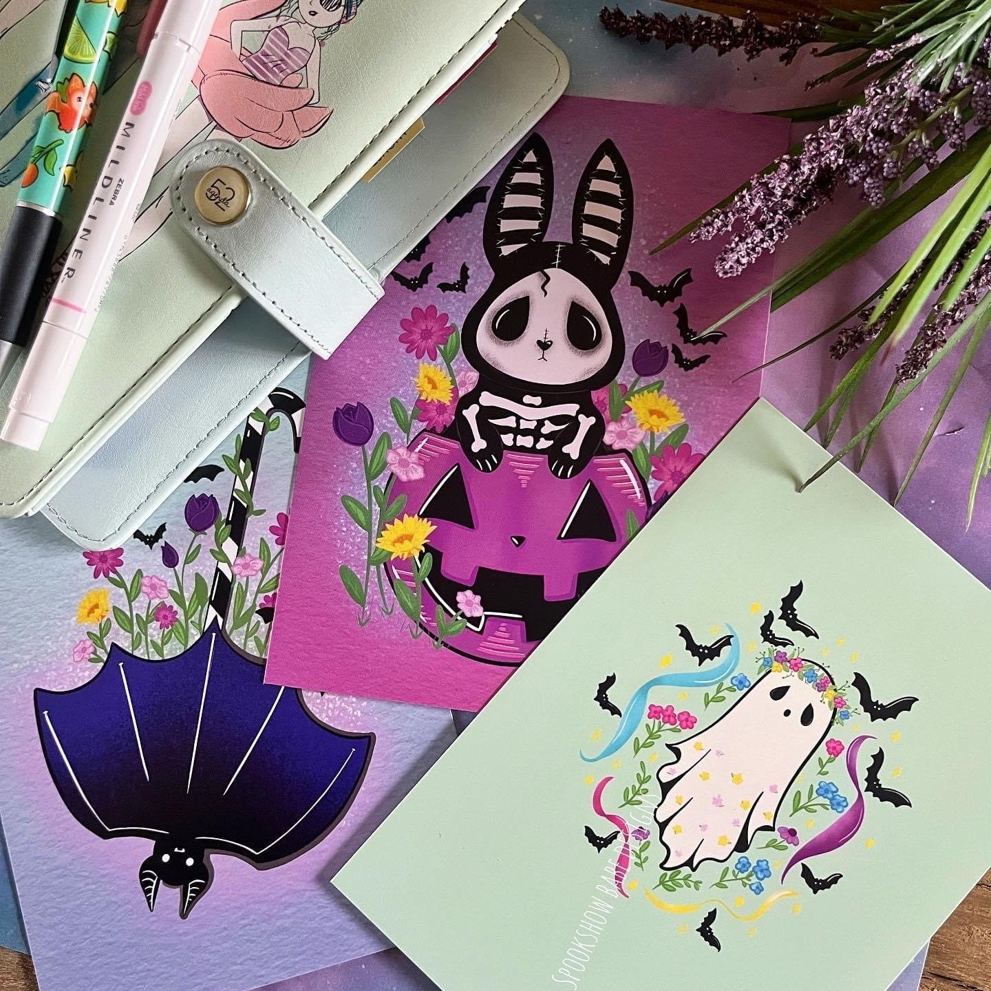 Spooky Spring Postcard Set – Spookshow Babe Designs