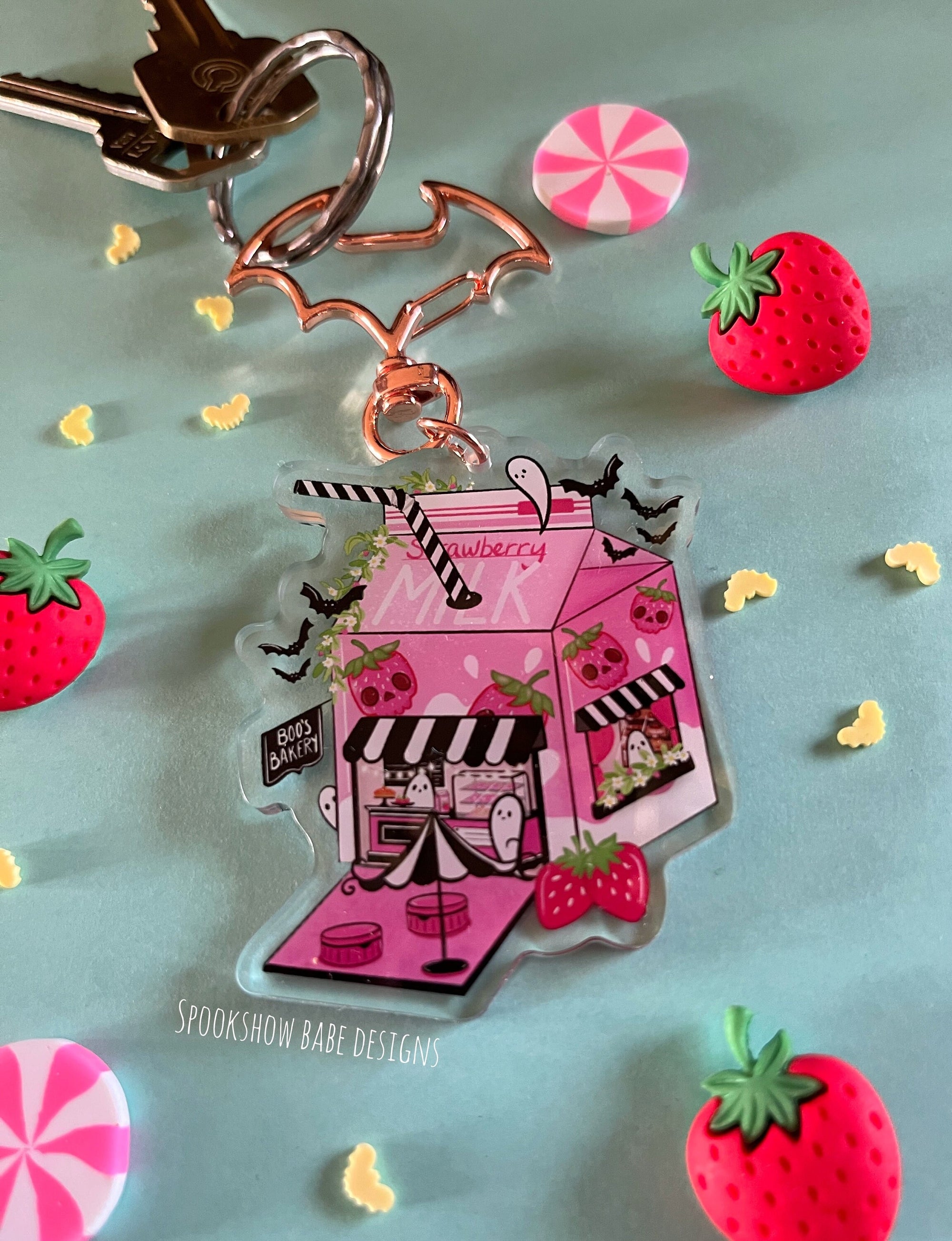 Boo Berry Milk Acrylic Keychain