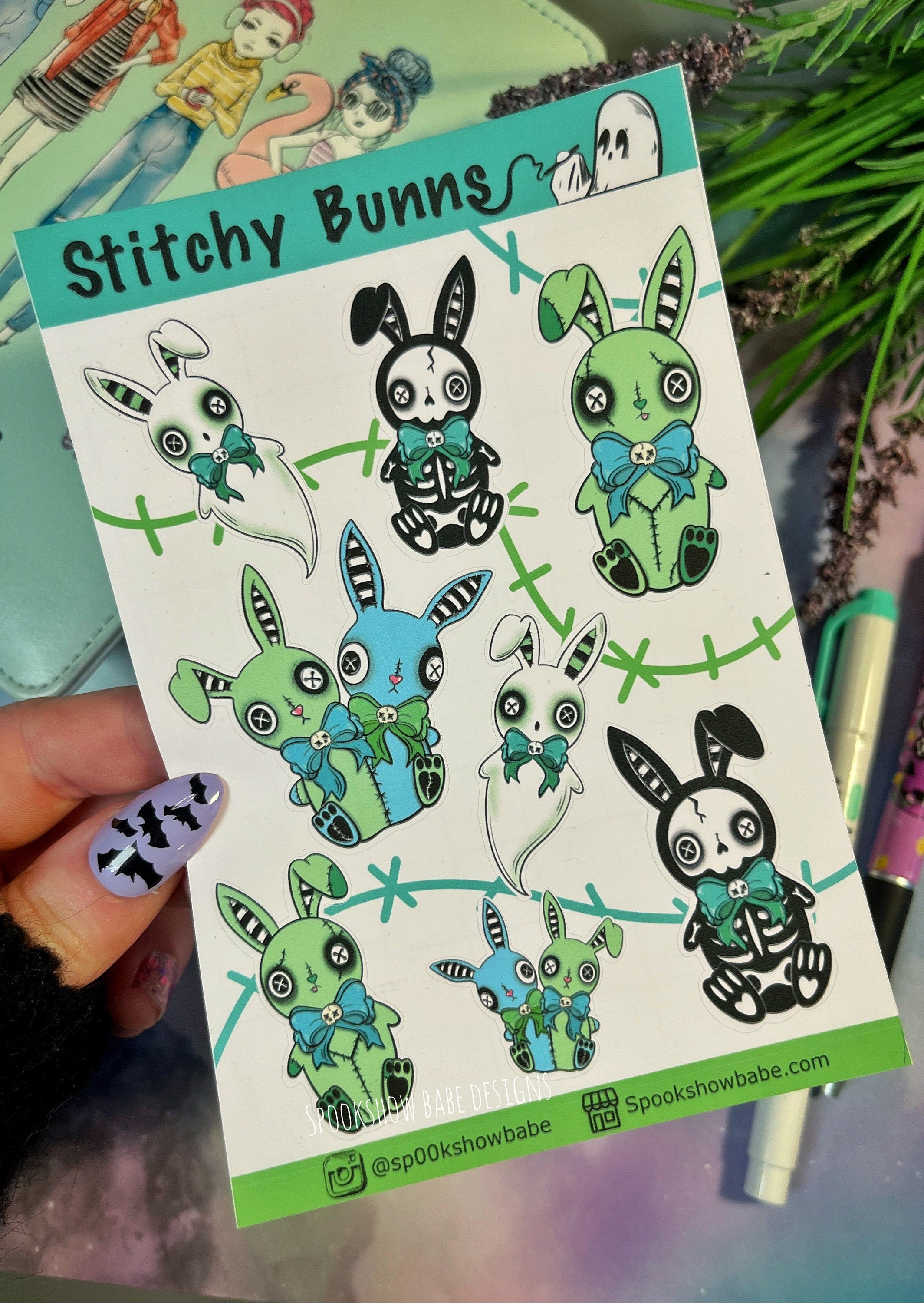 Goth Rabbit Sticker Gothic Bunny Sticker Sheet – Spookshow Babe Designs