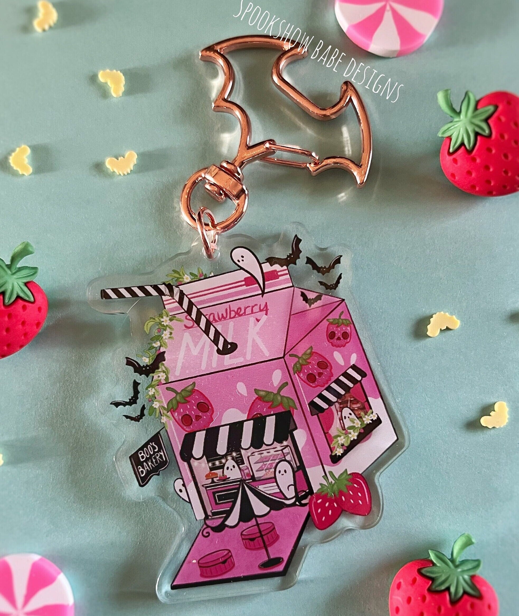 Boo Berry Milk Acrylic Keychain